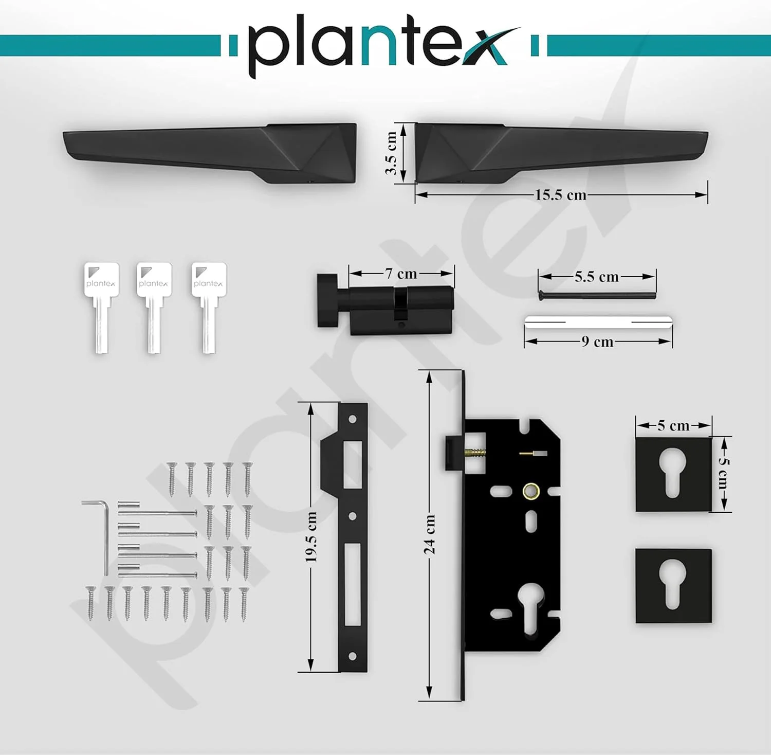 قفل درب سنگین پلنتکس - ست قفل درب اصلی با 3 کلید / قفل درب زبانه دار برای خانه / دفتر / هتل (7095 - روکش مشکی) قفل درب سنگین پلنتکس - ست قفل درب اصلی با 3 کلید / قفل درب زبانه دار برای خانه / دفتر / هتل (7095 - روکش مشکی)