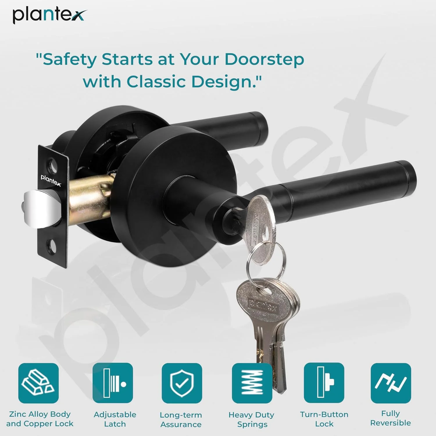 قفل درب پلنتکس / قفل درب اصلی سنگین با 3 کلید / قفل زبانه دار برای خانه / دفتر / هتل - (9831-مشکی) قفل درب پلنتکس / قفل درب اصلی سنگین با 3 کلید / قفل زبانه دار برای خانه / دفتر / هتل - (9831-مشکی)