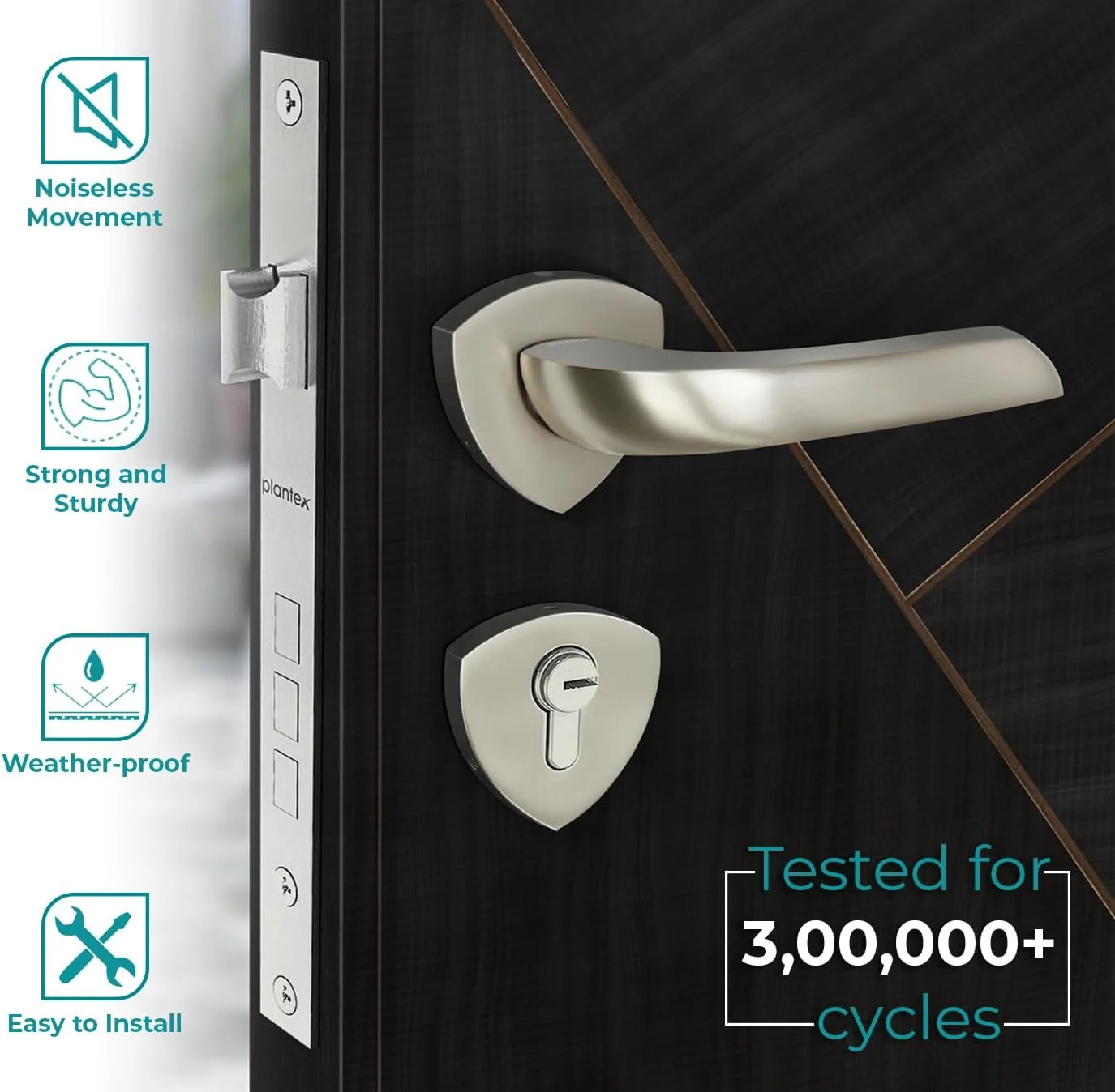 قفل درب برنجی کامل Plantex / قفل درب اصلی برای خانه / قفل زبانه ای برای درب - ست قفل درب اصلی (Sumer-3058, مات) قفل درب برنجی کامل Plantex / قفل درب اصلی برای خانه / قفل زبانه ای برای درب - ست قفل درب اصلی (Sumer-3058, مات)