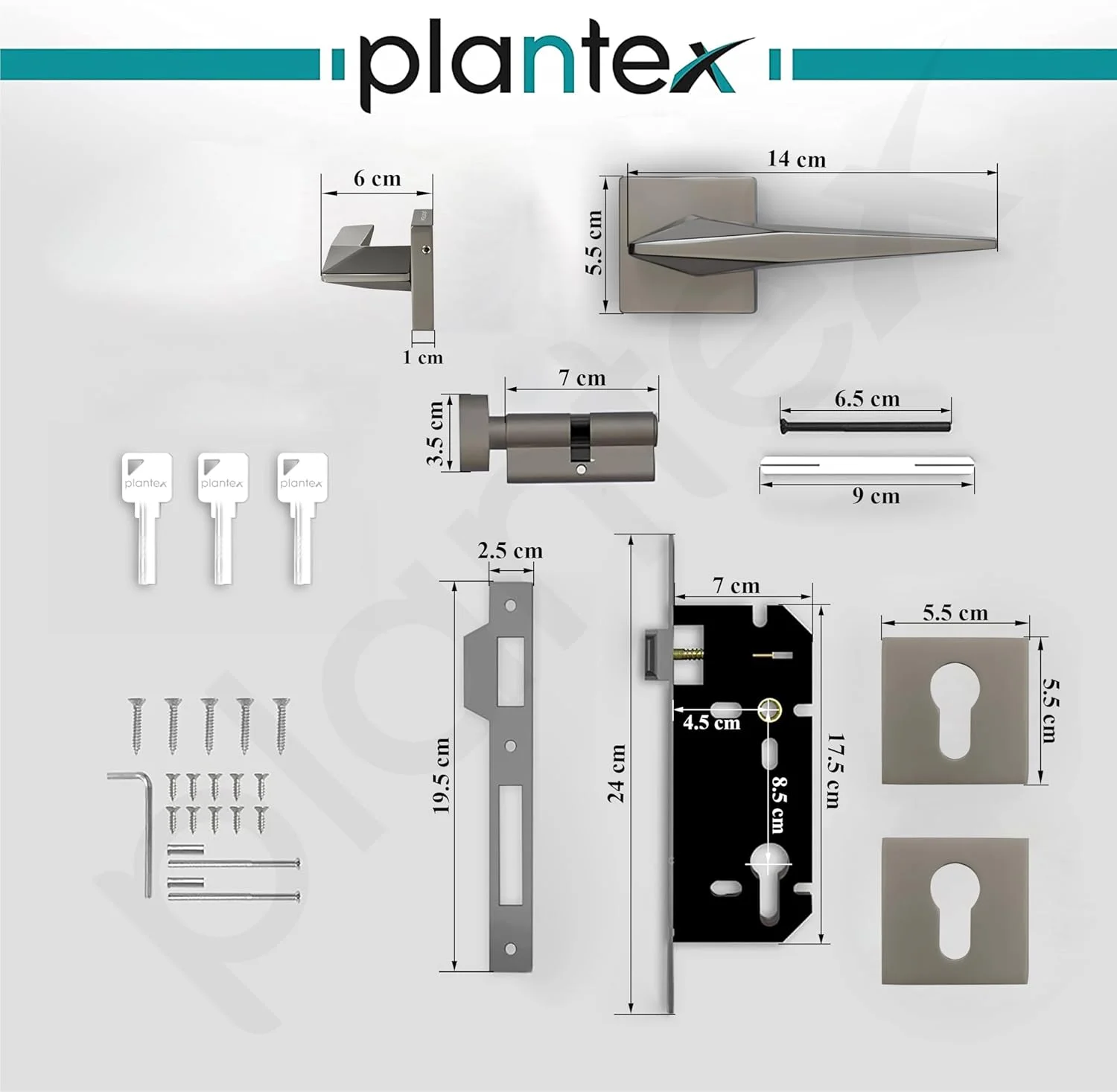 قفل درب Plantex برای خانه/ ست قفل درب اصلی با قفل زبانه ای برای درب با بدنه و سیلندر قفل برنجی (7083-مشکی ساتن) قفل درب Plantex برای خانه/ ست قفل درب اصلی با قفل زبانه ای برای درب با بدنه و سیلندر قفل برنجی (7083-مشکی ساتن)