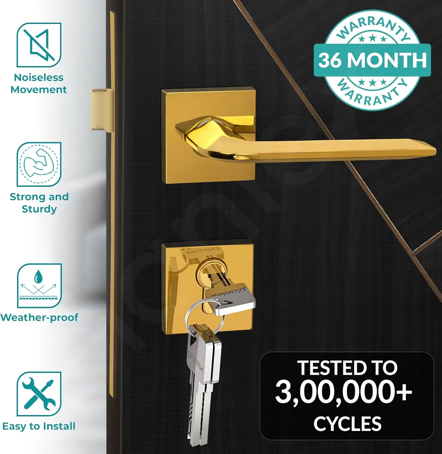 قفل درب برنجی ممتاز Plantex، قفل اصلی درب منزل / قفل زبانه ای درب - ست قفل درب اصلی (7105 - طلایی) قفل درب برنجی ممتاز Plantex، قفل اصلی درب منزل / قفل زبانه ای درب - ست قفل درب اصلی (7105 - طلایی)