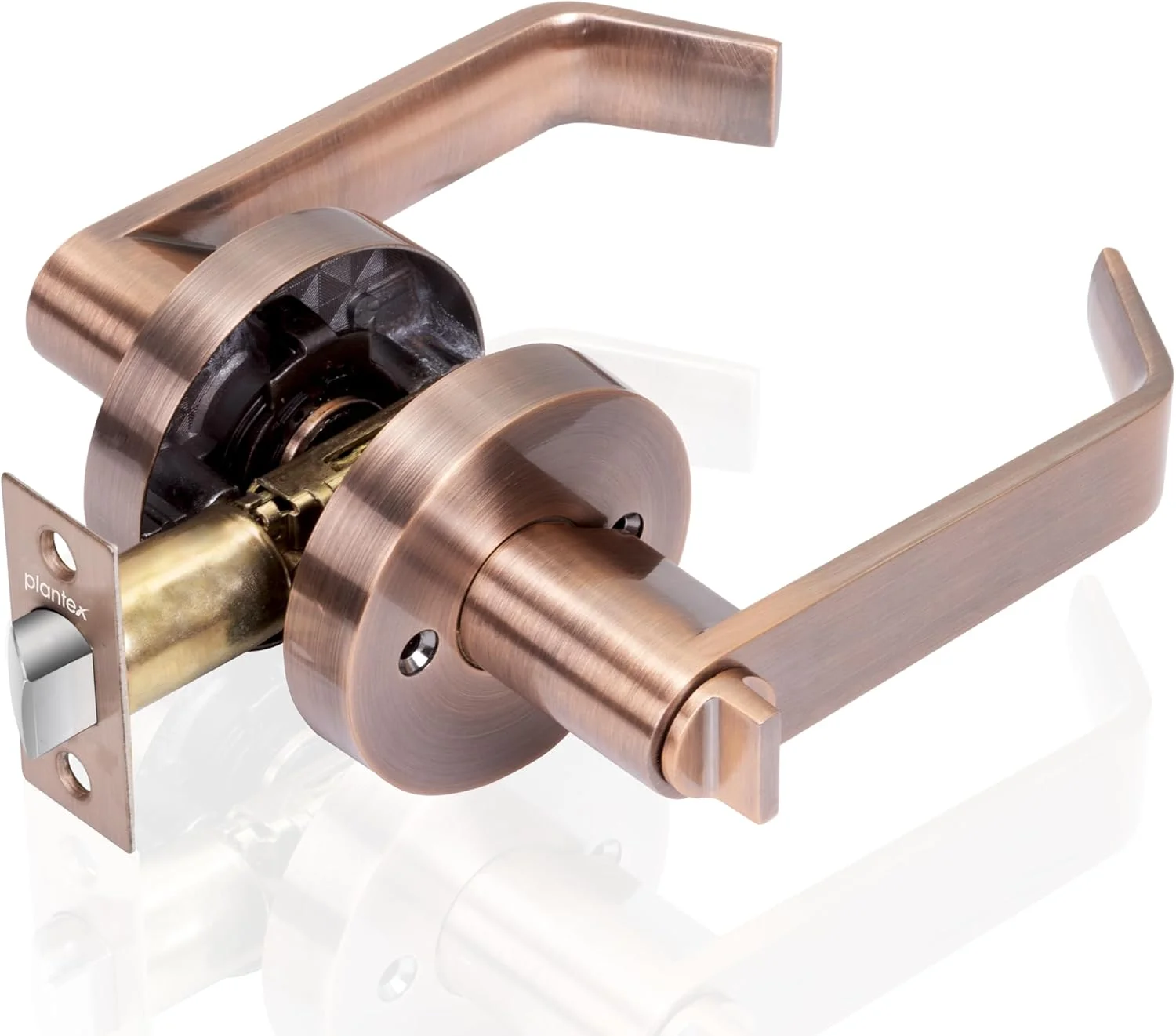 Plantex Brass New Age Bathroom Door Locks/Key-Less Door Lock Set For Bedroom/Balcony/Office/Storeroom With Adjustable Latch - Reversible Design (Copper Antique Finish, 30Mm To 50Mm Door Range)