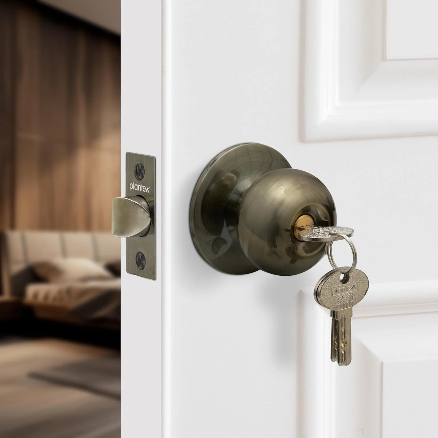 Plantex Stainless Steel Door Locks For Bedroom/Main Door Lock/Cylindrical Lock Set Door Lock For Home Office Hotel (Brass Antique)