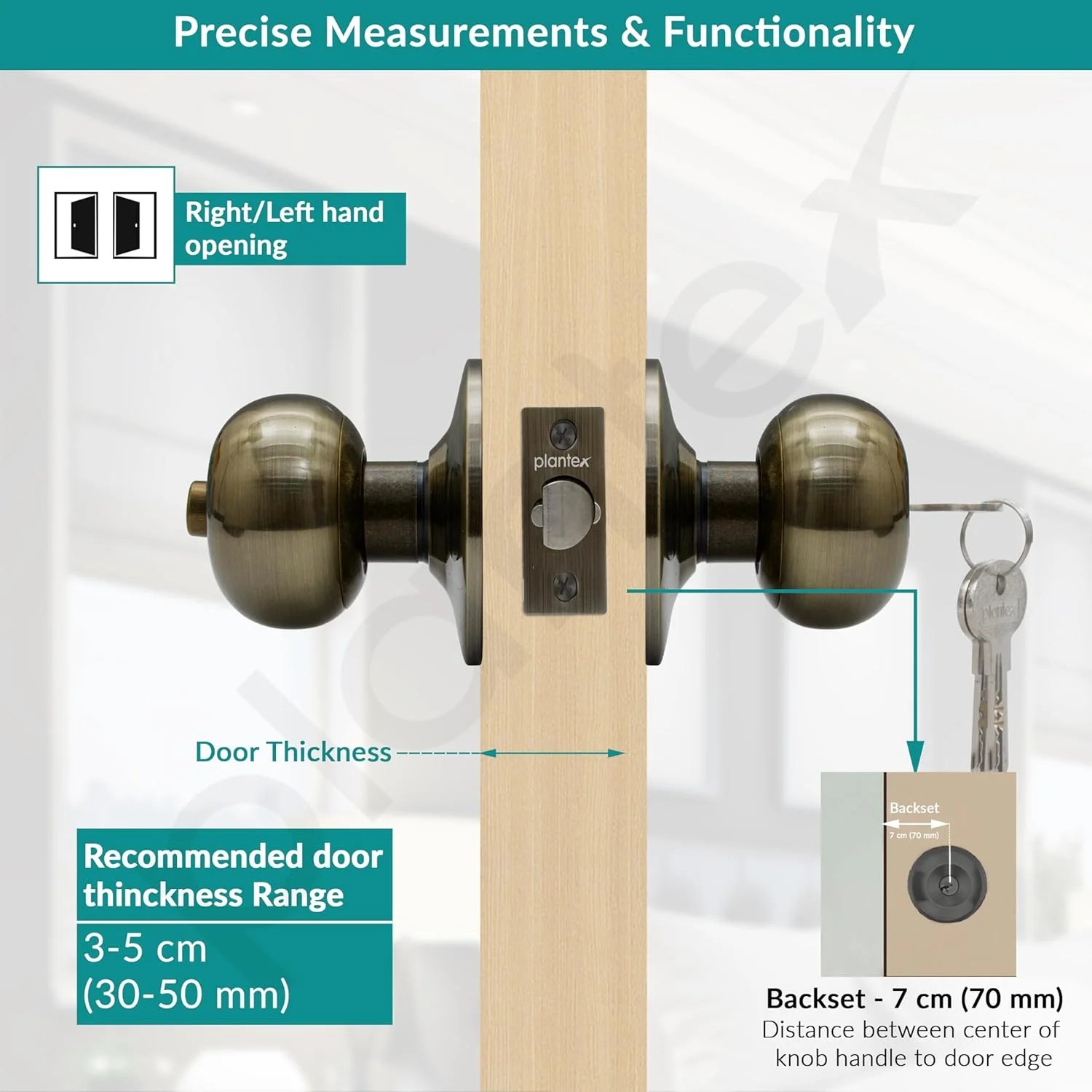 Plantex Stainless Steel Door Locks For Bedroom/Main Door Lock/Cylindrical Lock Set Door Lock For Home Office Hotel (Brass Antique) Plantex Stainless Steel Door Locks For Bedroom/Main Door Lock/Cylindrical Lock Set Door Lock For Home Office Hotel (Brass Antique)