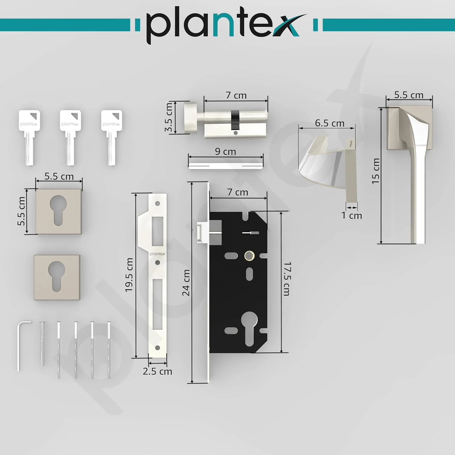 ست قفل درب سنگین Plantex 7090 با زبانه و دستگیره برای تمام درب های خانه/دفتر/هتل ها (سفید ساتن و کروم) - ست قفل درب توکار ست قفل درب سنگین Plantex 7090 با زبانه و دستگیره برای تمام درب های خانه/دفتر/هتل ها (سفید ساتن و کروم) - ست قفل درب توکار