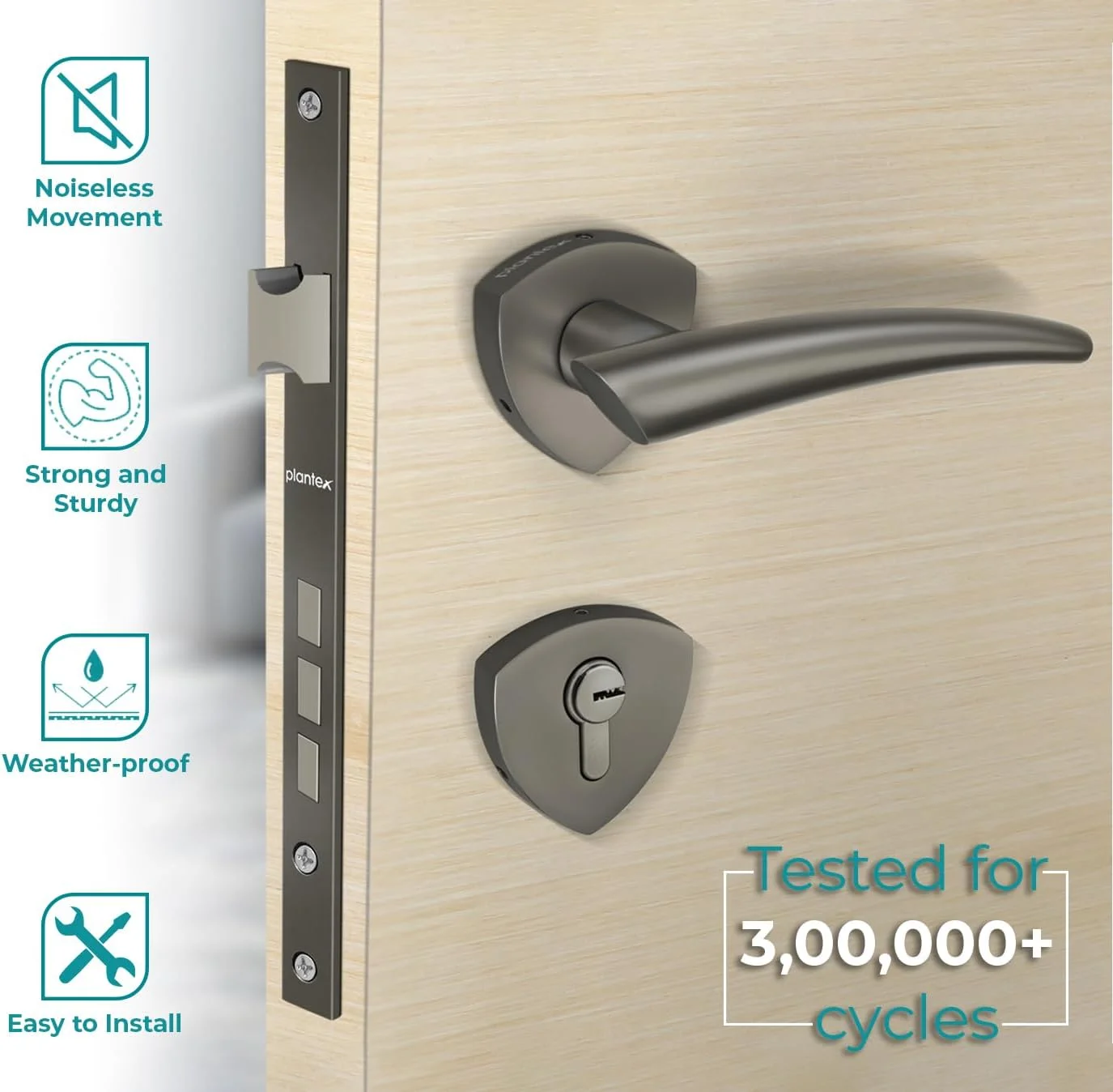 قفل درب Plantex - قفل درب اصلی تمام برنجی با 4 کلید / قفل درب زبانه دار برای خانه / دفتر / هتل (Sumer-3059، مشکی مات) قفل درب Plantex - قفل درب اصلی تمام برنجی با 4 کلید / قفل درب زبانه دار برای خانه / دفتر / هتل (Sumer-3059، مشکی مات)