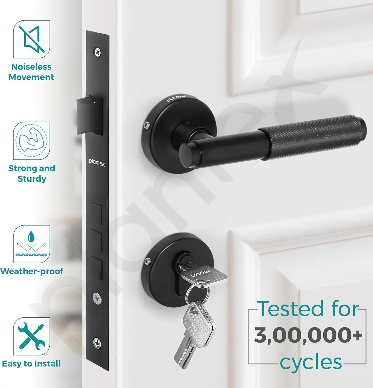 قفل درب اصلی پلنتکس پریمیوم - ست قفل زبانه ای برای خانه (مشکی) قفل درب اصلی پلنتکس پریمیوم - ست قفل زبانه ای برای خانه (مشکی)