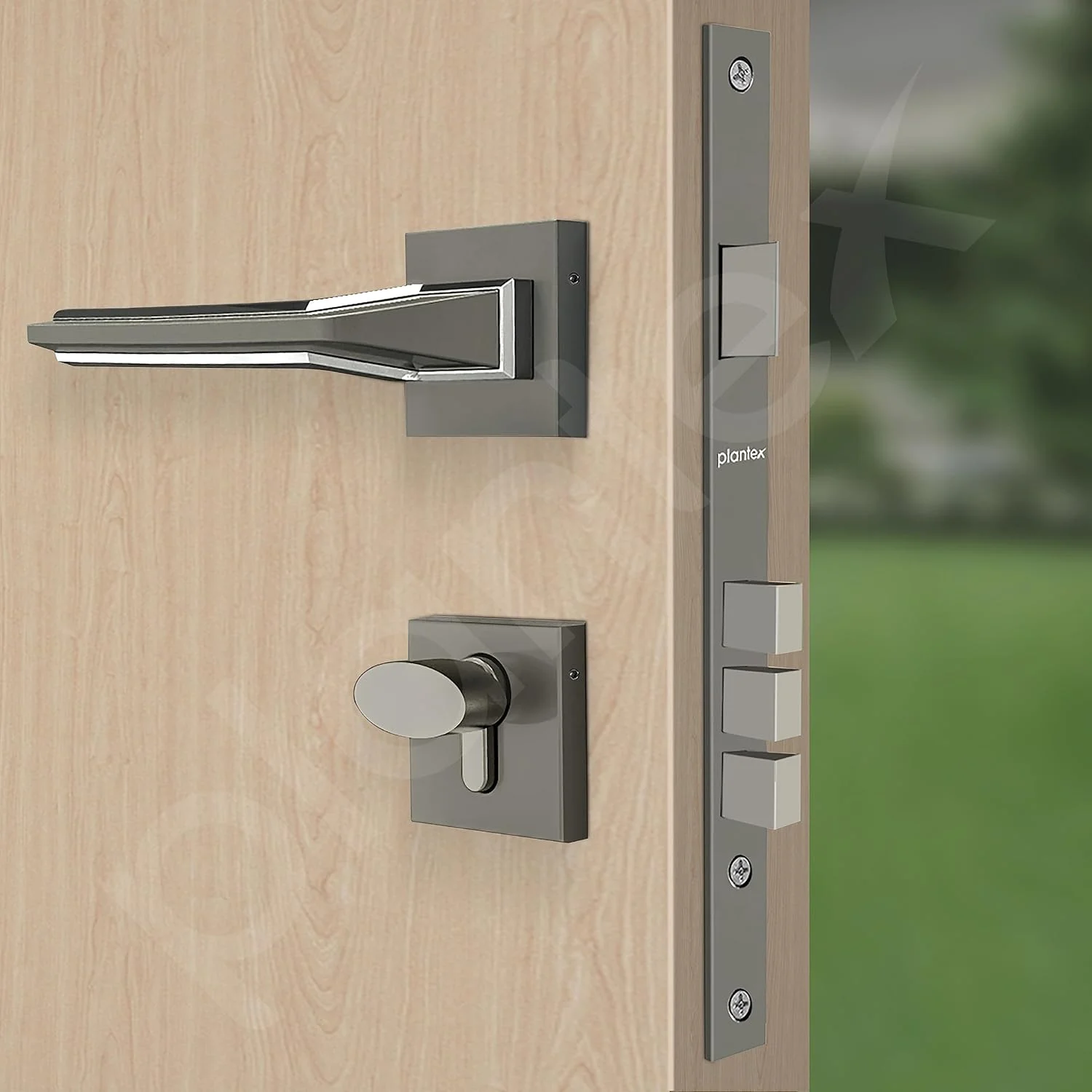 قفل درب پلنتکس، قفل دستگیره 7 اینچی برای درب، 3 کلید / قفل زبانه ای برای خانه، دفتر، هتل (مشکی اطلسی مات) قفل درب پلنتکس، قفل دستگیره 7 اینچی برای درب، 3 کلید / قفل زبانه ای برای خانه، دفتر، هتل (مشکی اطلسی مات)