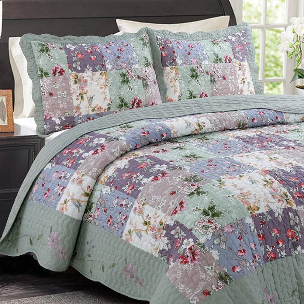 روتختی لحافی پنبه ای دو نفره سایز کینگ GBMULG، ملحفه های ضخیم 240X260 سانتی متر، لحاف سبک وزن ضد حساسیت، پتوی تزئینی میکروفیبر، تکه دوزی - 240X260 سانتی متر، تکه دوزی - کینگ 240X260 سانتی متر