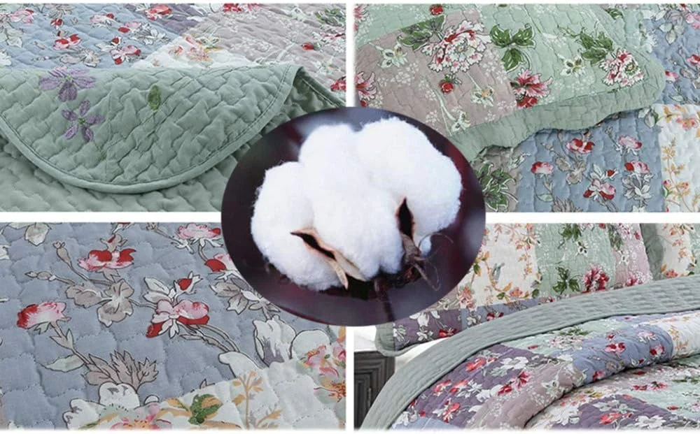 روتختی لحافی پنبه ای دو نفره سایز کینگ GBMULG، ملحفه های ضخیم 240X260 سانتی متر، لحاف سبک وزن ضد حساسیت، پتوی تزئینی میکروفیبر، تکه دوزی - 240X260 سانتی متر، تکه دوزی - کینگ 240X260 سانتی متر