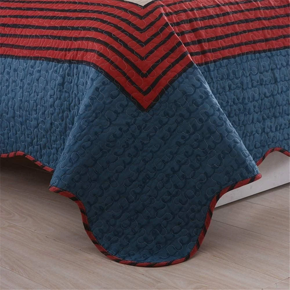 GBMULG ست روتختی لحاف دار تکه دوزی شده طرح کارتونی 2 تکه آبی پسرانه نوجوانان کودکان پنبه ای راه راه قرمز به همراه روبالشتی GBMULG ست روتختی لحاف دار تکه دوزی شده طرح کارتونی 2 تکه آبی پسرانه نوجوانان کودکان پنبه ای راه راه قرمز به همراه روبالشتی