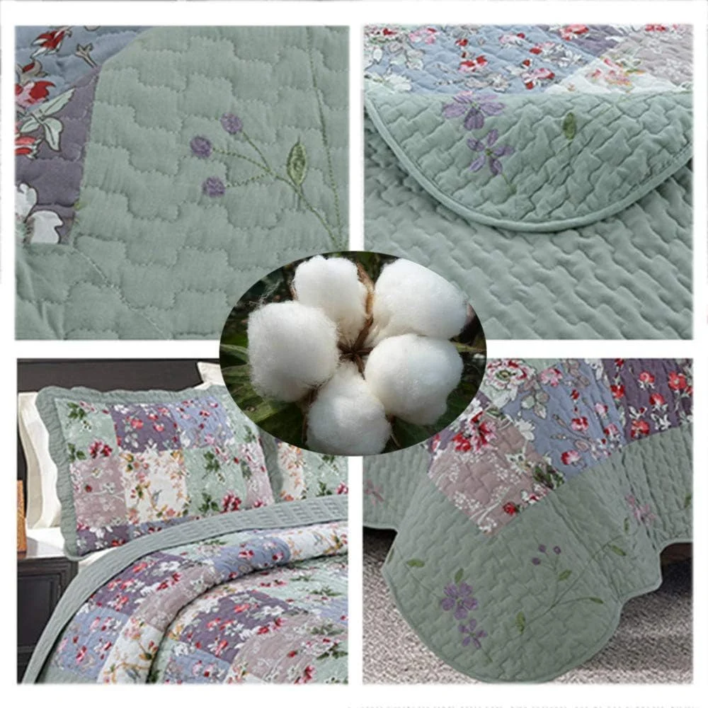 روتختی لحافی پنبه ای دو نفره سایز کینگ GBMULG، ملحفه های ضخیم 240X260 سانتی متر، لحاف سبک وزن ضد حساسیت، پتوی تزئینی میکروفیبر، تکه دوزی - 240X260 سانتی متر، تکه دوزی - کینگ 240X260 سانتی متر