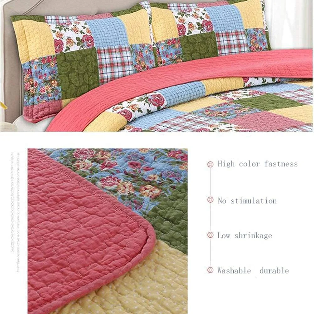 روتختی پنبه‌ای لحاف‌دار سایز دو نفره کینگ سایز 240X260 سانتی‌متر، ملحفه‌های ضخیم، ضد حساسیت، سبک وزن، پتو رو تختی 3 تکه تزئینی، پنبه‌ای - 240X260 سانتی‌متر، پنبه‌ای - کینگ 240X260 سانتی‌متر