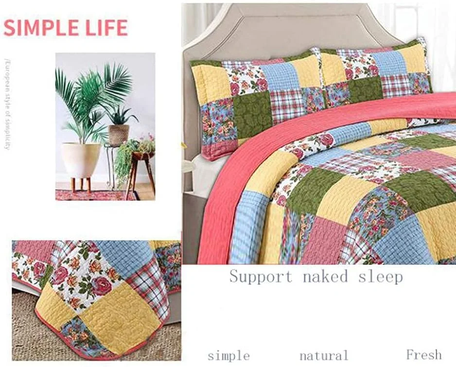 روتختی پنبه‌ای لحاف‌دار سایز دو نفره کینگ سایز 240X260 سانتی‌متر، ملحفه‌های ضخیم، ضد حساسیت، سبک وزن، پتو رو تختی 3 تکه تزئینی، پنبه‌ای - 240X260 سانتی‌متر، پنبه‌ای - کینگ 240X260 سانتی‌متر