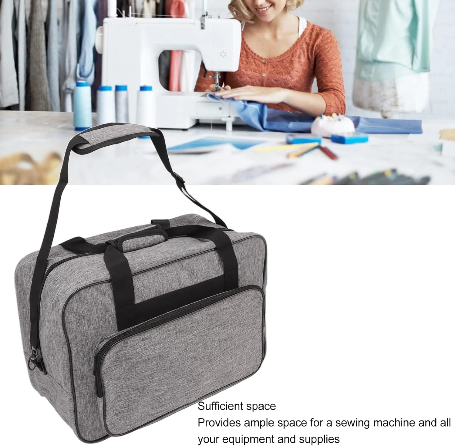 CHICIRIS Sewing Machine Bag, Universal Sewing Machine Carry Bag, Portable Carry Bag with Shoulder Strap for Most Standard Sewing Machines and Accessories, 18.1 x 9.1 x 12.2 Inches CHICIRIS Sewing Machine Bag, Universal Sewing Machine Carry Bag, Portable Carry Bag with Shoulder Strap for Most Standard Sewing Machines and Accessories, 18.1 x 9.1 x 12.2 Inches