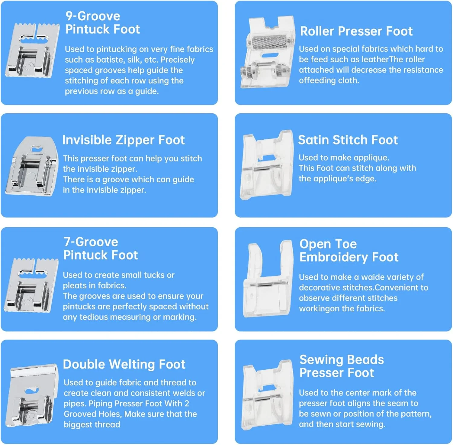 ست 16 عددی پایه های چرخ خیاطی خانگی MovFlax مناسب برای چرخ خیاطی های سینگر، برادر، ژانومه و کنور، بیبی لاک، چرخ خیاطی های پایه کوتاه (1، 16 عدد/ست)