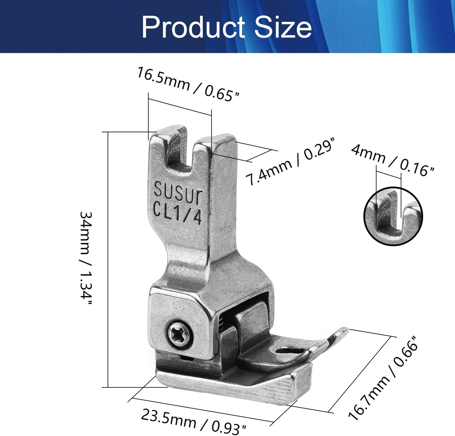 1 عدد پایه دوخت شماره 1/4 CL، پایه های دوخت صنعتی 1/4 اینچی، پایه بالابرنده جبرانی لولایی