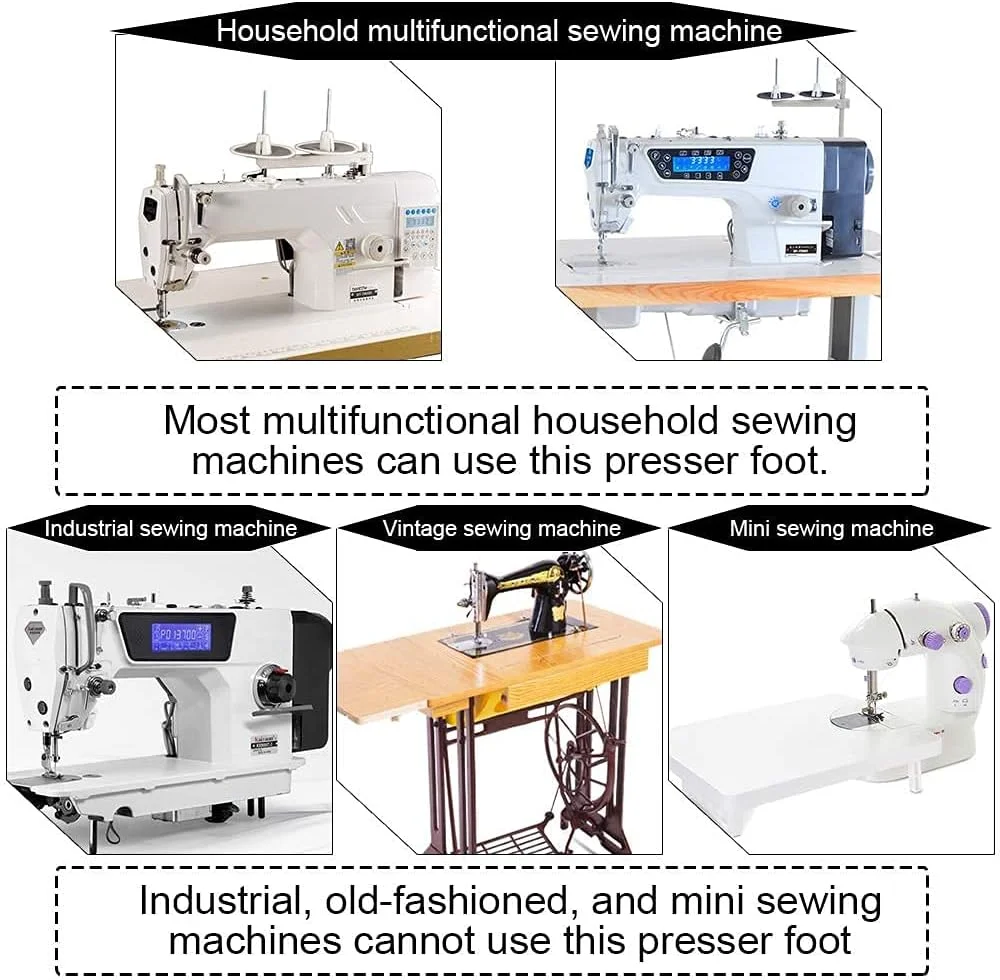 پایه چرخ خیاطی دوجوانهونگ 2 عددی، پایه نوار اریب قابل تنظیم 5 تا 20 میلی متر، مناسب برای چرخ خیاطی های پایه کوتاه برادر، سینگر، ژانومه، کنمور، بیبی لاک