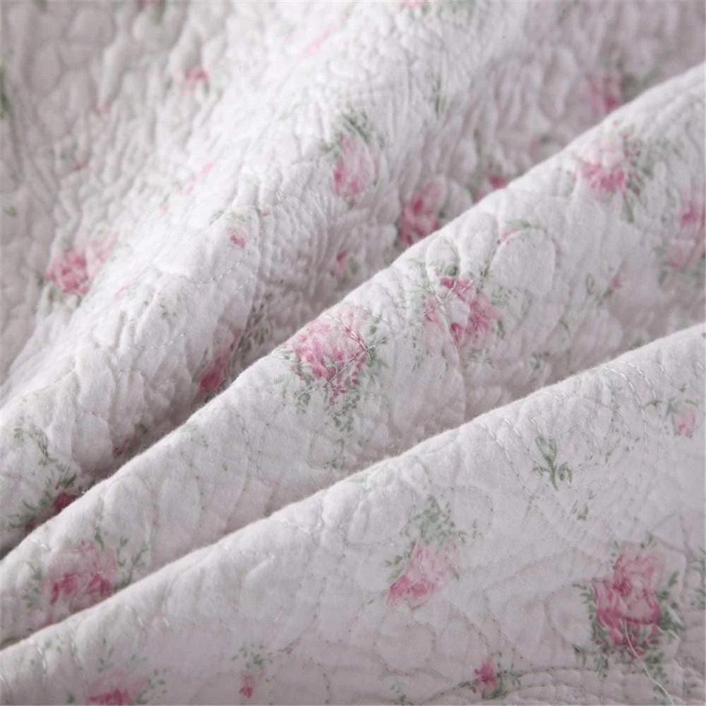 ست روتختی طرح گل صورتی شیک، روتختی سفید لحافی زیبا، لحاف پنبه ای، ملحفه تکه دوزی - 3 تکه ست روتختی طرح گل صورتی شیک، روتختی سفید لحافی زیبا، لحاف پنبه ای، ملحفه تکه دوزی - 3 تکه