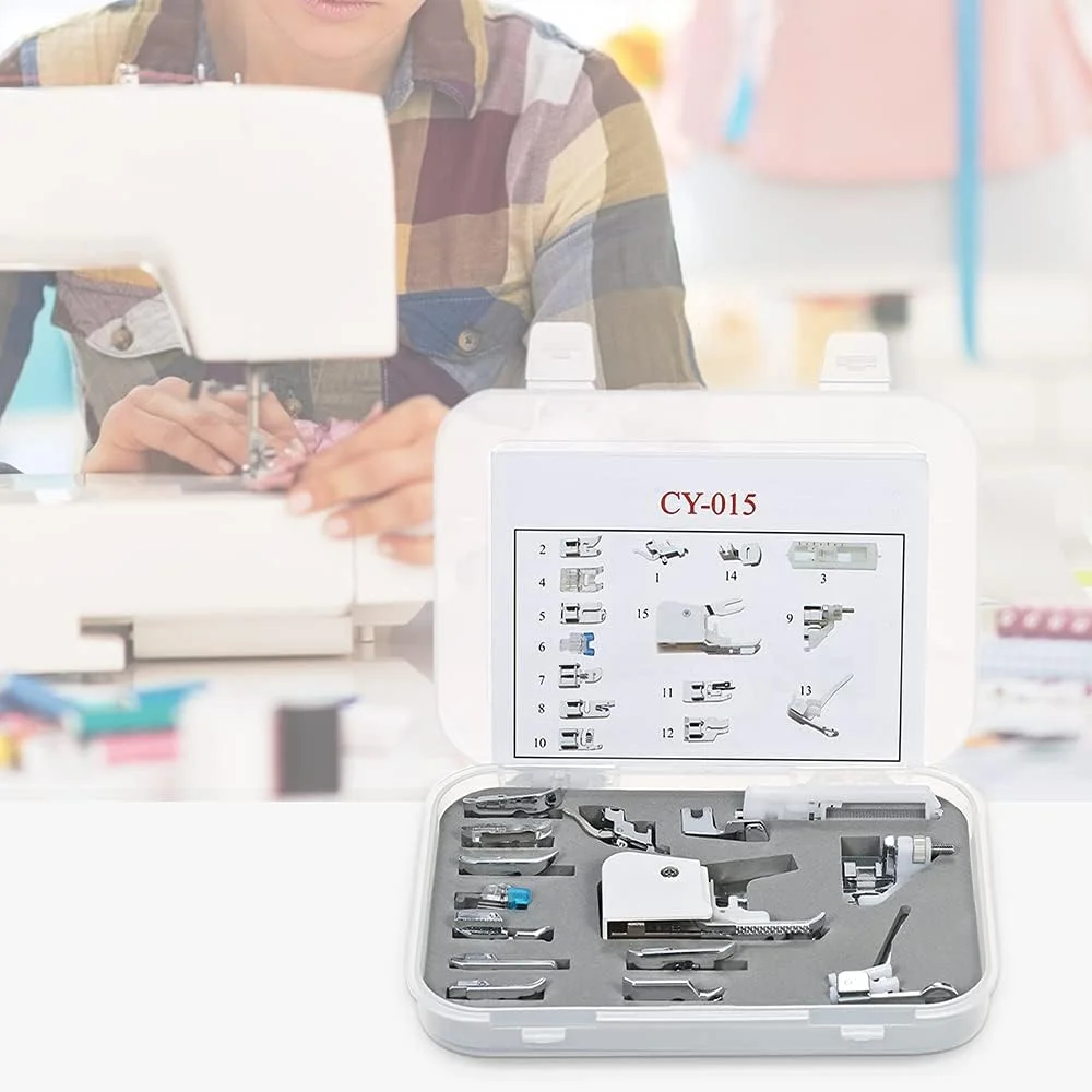 ست 15 عددی پایه های چرخ خیاطی حرفه ای Irovami، سازگار با چرخ خیاطی های پایه کوتاه (مناسب برای Brother/Babylock/New Home/Singer/Pfaff/Janome/و غیره)