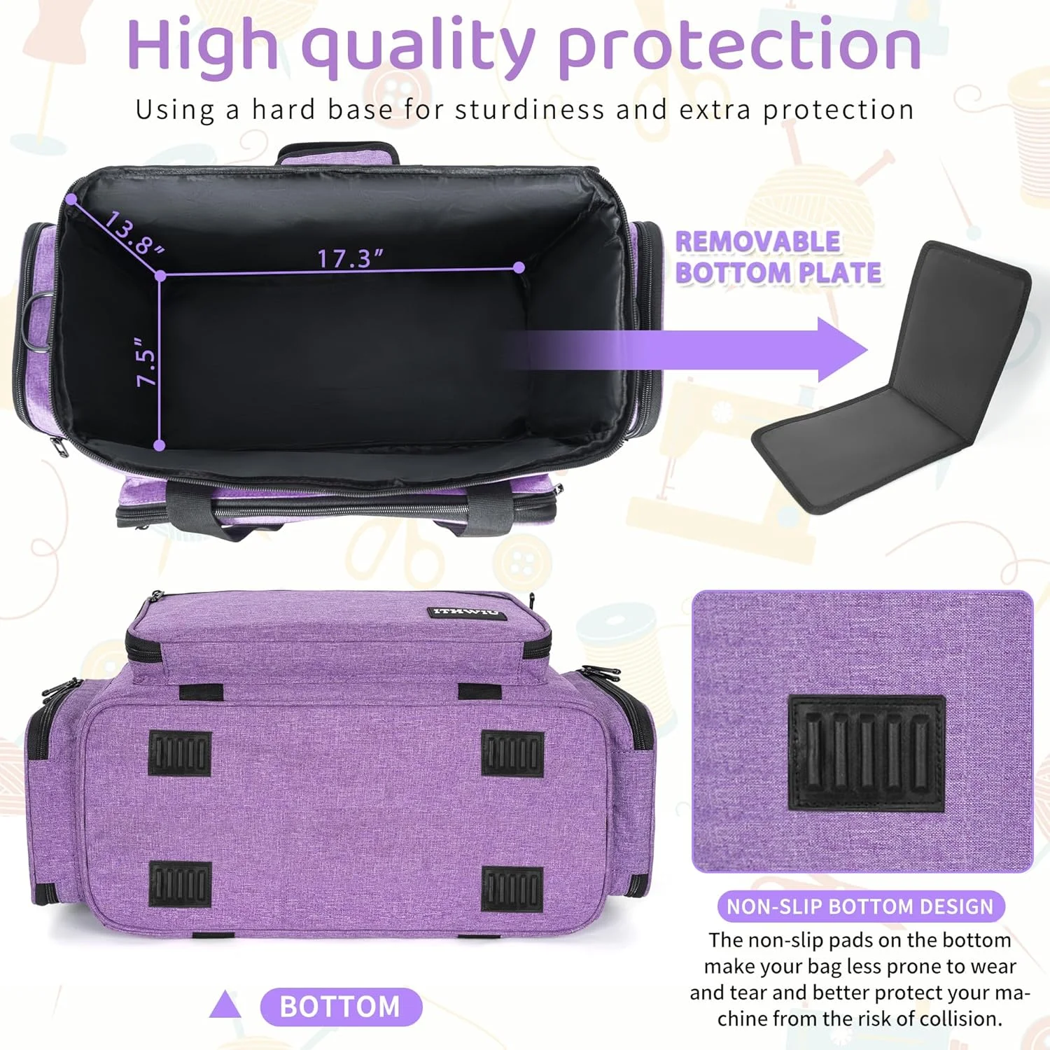 کیف چرخ خیاطی چرخ دار ITHWIU، کیف چرخ خیاطی چرخ دار جهانی با جیب های متعدد مناسب برای اکثر چرخ خیاطی های استاندارد سینگر، برادر، ژانومه، بنفش کیف چرخ خیاطی چرخ دار ITHWIU، کیف چرخ خیاطی چرخ دار جهانی با جیب های متعدد مناسب برای اکثر چرخ خیاطی های استاندارد سینگر، برادر، ژانومه، بنفش