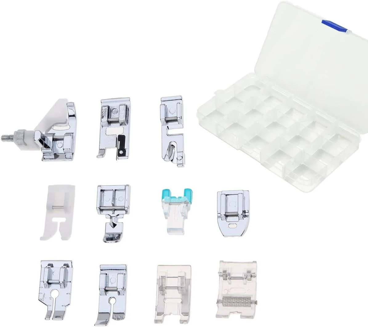 مجموعه 11 عددی لوازم جانبی چرخ خیاطی خانگی JZK با جعبه نگهداری، کیت قطعات جایگزین پایه فشاری برای چرخ خیاطی سینگر، برادر، ژانومه، تویوتا، النا، AEG مجموعه 11 عددی لوازم جانبی چرخ خیاطی خانگی JZK با جعبه نگهداری، کیت قطعات جایگزین پایه فشاری برای چرخ خیاطی سینگر، برادر، ژانومه، تویوتا، النا، AEG