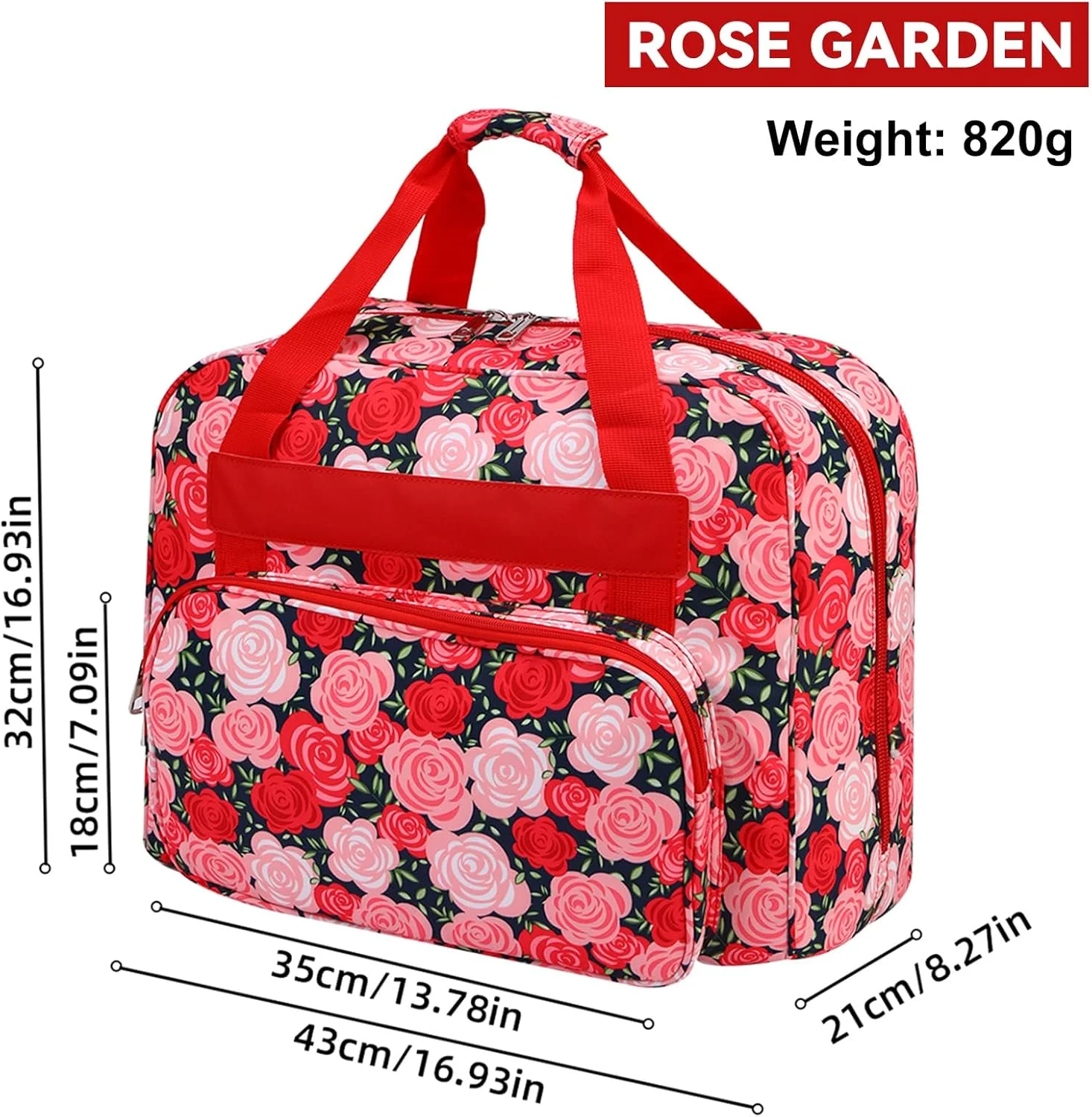 کیف حمل چرخ خیاطی LetCartMaker، کیف نگهداری جهانی با جیب و دسته، کیف آویز قابل حمل برای چرخ خیاطی های کوچک، طرح باغ گل رز، 43x32x21 سانتی متر کیف حمل چرخ خیاطی LetCartMaker، کیف نگهداری جهانی با جیب و دسته، کیف آویز قابل حمل برای چرخ خیاطی های کوچک، طرح باغ گل رز، 43x32x21 سانتی متر