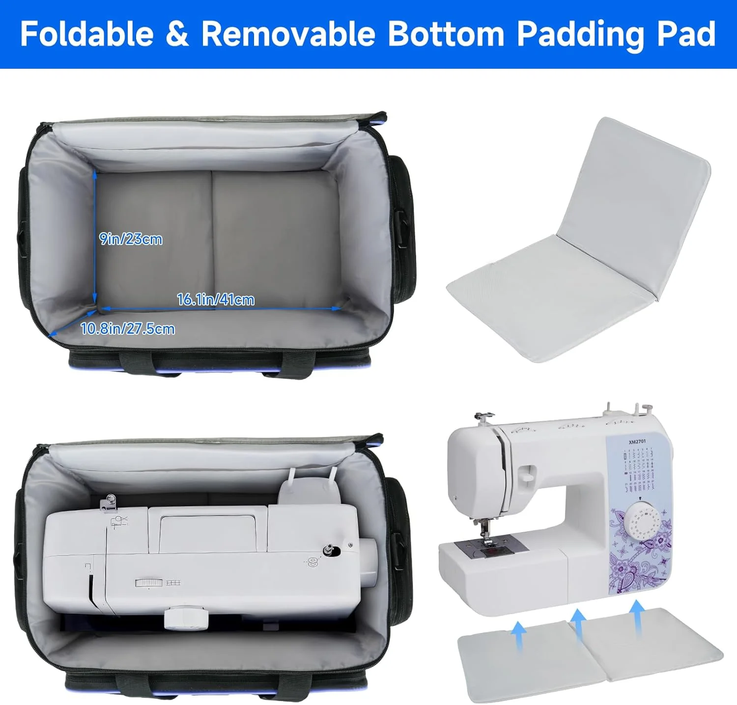 کیف حمل چرخ خیاطی LEFOR·Z با پد جداشدنی، کیف حمل چرخ خیاطی مناسب برای اکثر سایزهای استاندارد سینگر، برادر، ژانومه و لوازم جانبی خیاطی کیف حمل چرخ خیاطی LEFOR·Z با پد جداشدنی، کیف حمل چرخ خیاطی مناسب برای اکثر سایزهای استاندارد سینگر، برادر، ژانومه و لوازم جانبی خیاطی