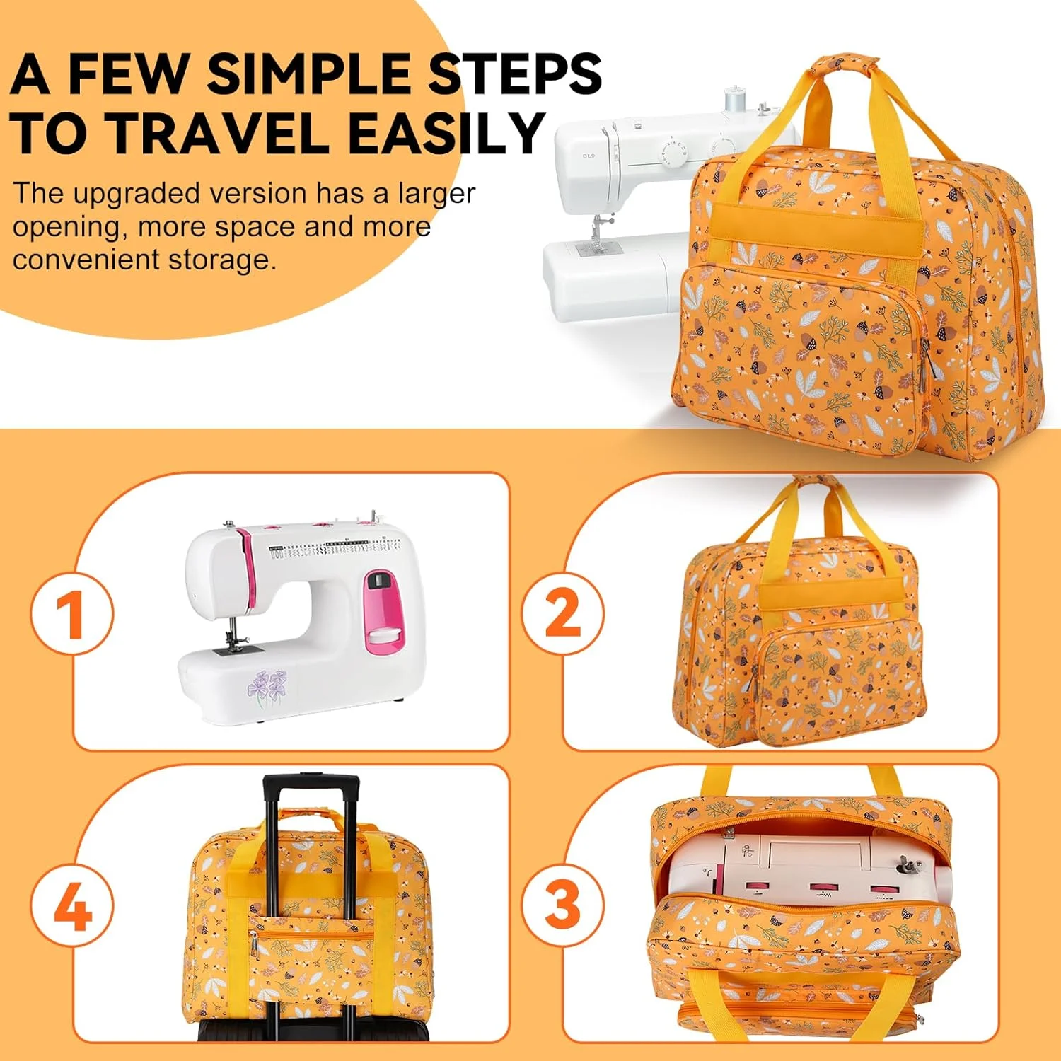 کیف حمل چرخ خیاطی LetCartMaker، کیف حمل جهانی با کیف و دسته، کیف حمل آویز قابل حمل برای چرخ خیاطی های کوچک، فندق سنجاقک، 43 x 32 x 21 سانتی متر کیف حمل چرخ خیاطی LetCartMaker، کیف حمل جهانی با کیف و دسته، کیف حمل آویز قابل حمل برای چرخ خیاطی های کوچک، فندق سنجاقک، 43 x 32 x 21 سانتی متر