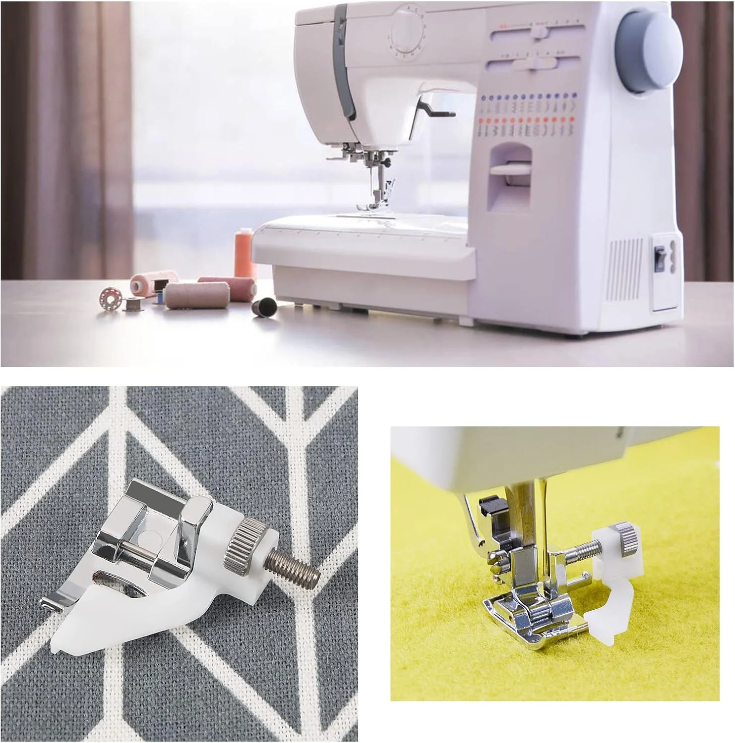 پایه دوخت نامرئی لبه (2 عددی) سازگار با اکثر چرخ خیاطی های خانگی پایه کوتاه برای دوخت لبه، پارچه توری و اتصال لبه پایه دوخت نامرئی لبه (2 عددی) سازگار با اکثر چرخ خیاطی های خانگی پایه کوتاه برای دوخت لبه، پارچه توری و اتصال لبه