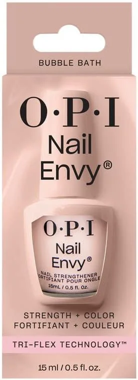 تقویت کننده ناخن رنگی OPI، فرمول وگان با بیوتین، کلسیم، ویتامین A، C و E، ترمیم کننده ناخن های آسیب دیده، 95% ناخن های قوی تر در 1 هفته، Bubble Bath، خنثی کننده رنگ پوست، 15 میلی لیتر