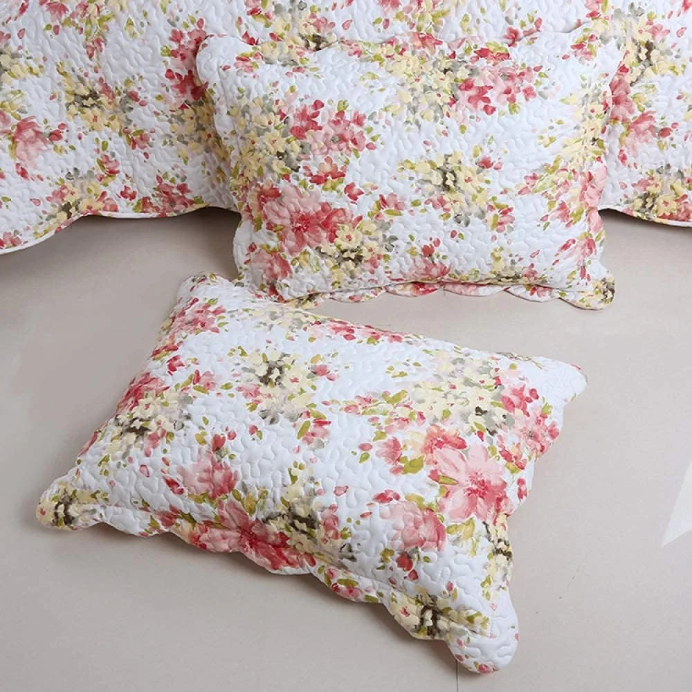 روتختی دونفره لوکس 3 تکه ست لحاف دار سایز کینگ 230 سانتی متر در 250 سانتی متر لحاف چاپی شامل 1 روکش تخت 2 روبالشتی ملحفه سبک وزن، C-230CM250CM، A-king 230cm*250cm