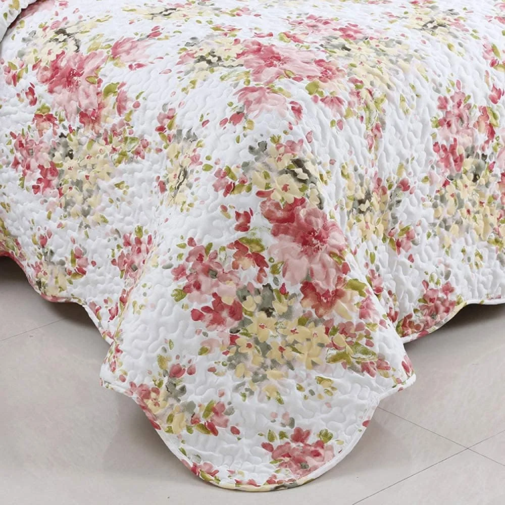 روتختی دونفره لوکس 3 تکه ست لحاف دار سایز کینگ 230 سانتی متر در 250 سانتی متر لحاف چاپی شامل 1 روکش تخت 2 روبالشتی ملحفه سبک وزن، C-230CM250CM، A-king 230cm*250cm