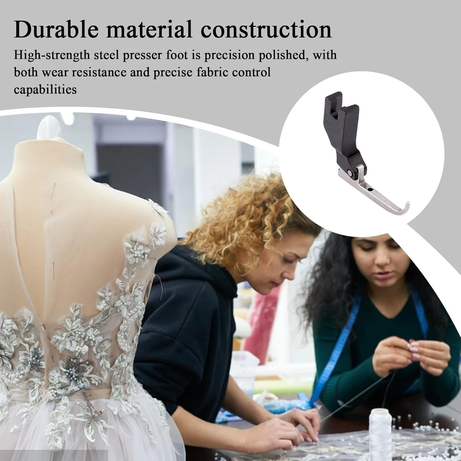 پایه دوخت لباس عروس، پایه دوخت پارچه | ابزارهای چند منظوره برای دوخت مستقیم، لحاف دوزی، مهره دوزی و چین دادن پولک