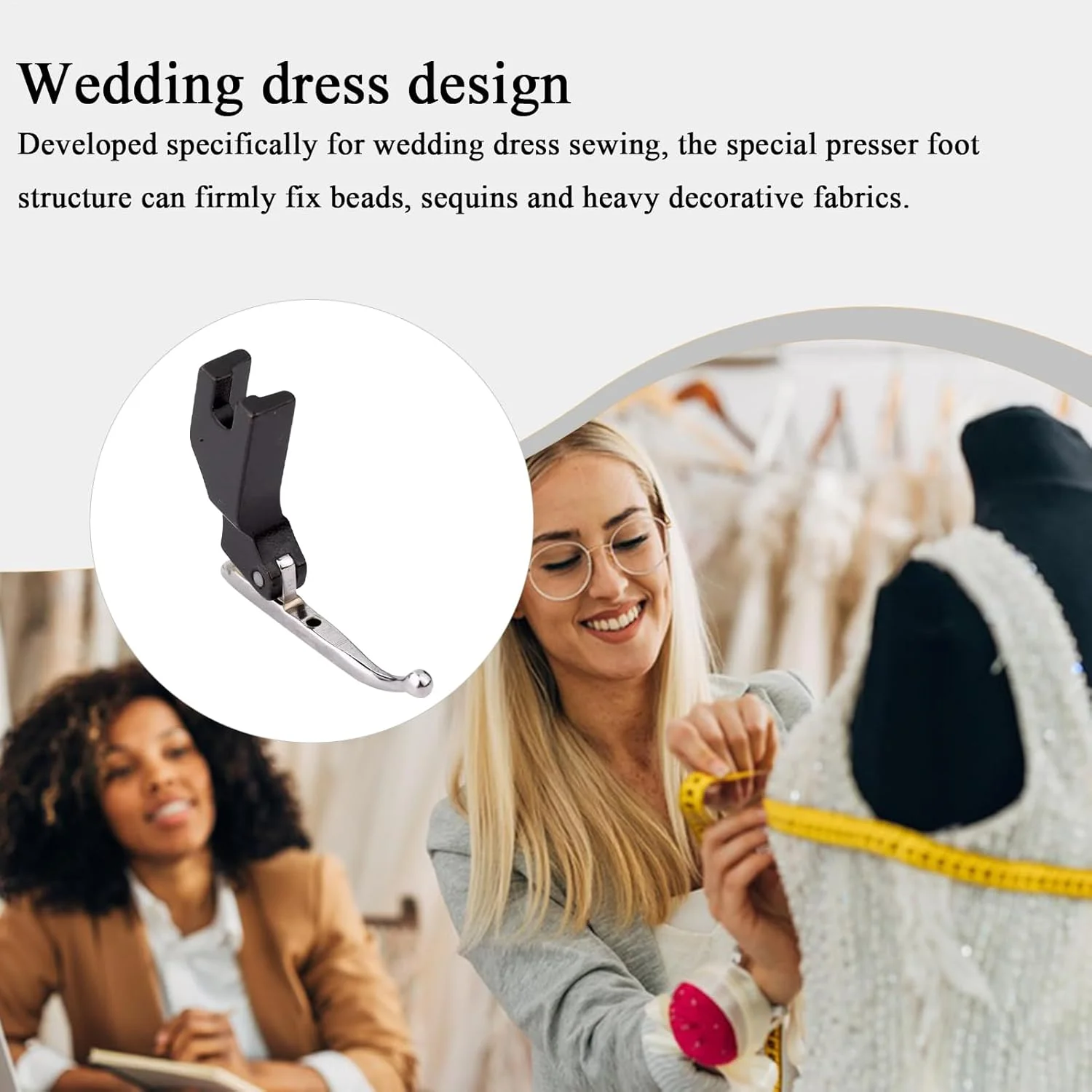 پایه دوخت لباس عروس، پایه دوخت پارچه | ابزارهای چند منظوره لحاف دوزی و دوخت مستقیم برای استفاده در منزل، کارگاه و صنعت، مناسب برای پولک دوزی و مهره دوزی