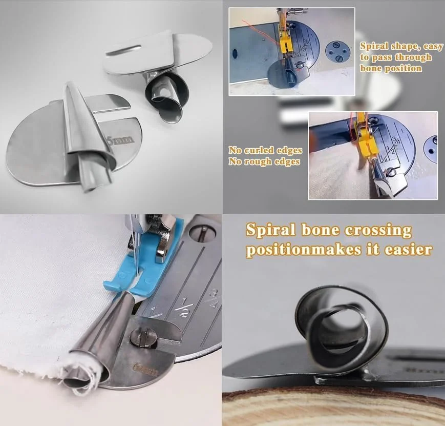 پایه لب تو (پس دوز) چرخ خیاطی، مجموعه پایه های لب تو 3 تا 10 میلی متر، 8 سایز مختلف، پایه لب تو مناسب برای چرخ خیاطی های خانگی و صنعتی (6 عدد - 3/4/5/6/7/8 میلی متر)