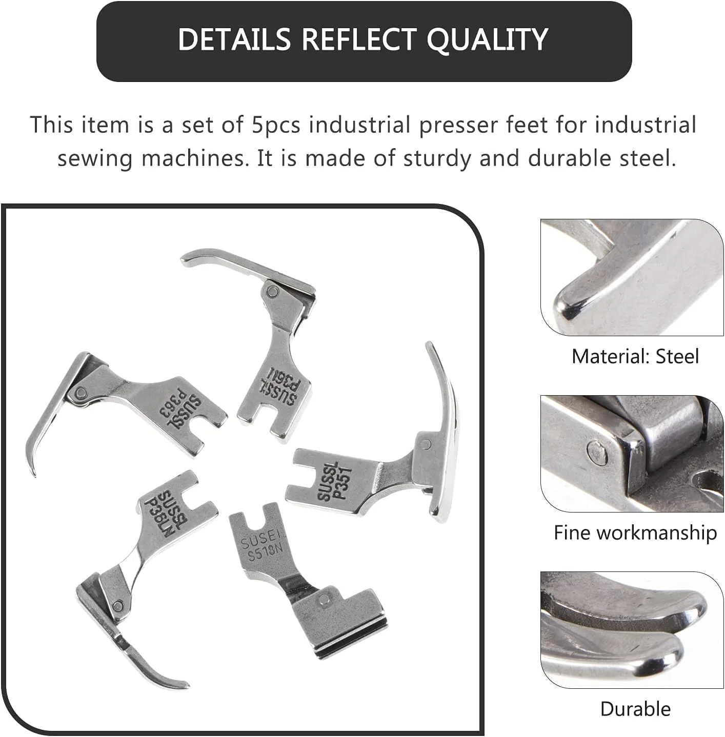 پایه های دوخت 5 عددی برای چرخ خیاطی صنعتی Juki مدل های S518NS P36LN P36N P35 P363 (نقره ای) پایه های دوخت 5 عددی برای چرخ خیاطی صنعتی Juki مدل های S518NS P36LN P36N P35 P363 (نقره ای)