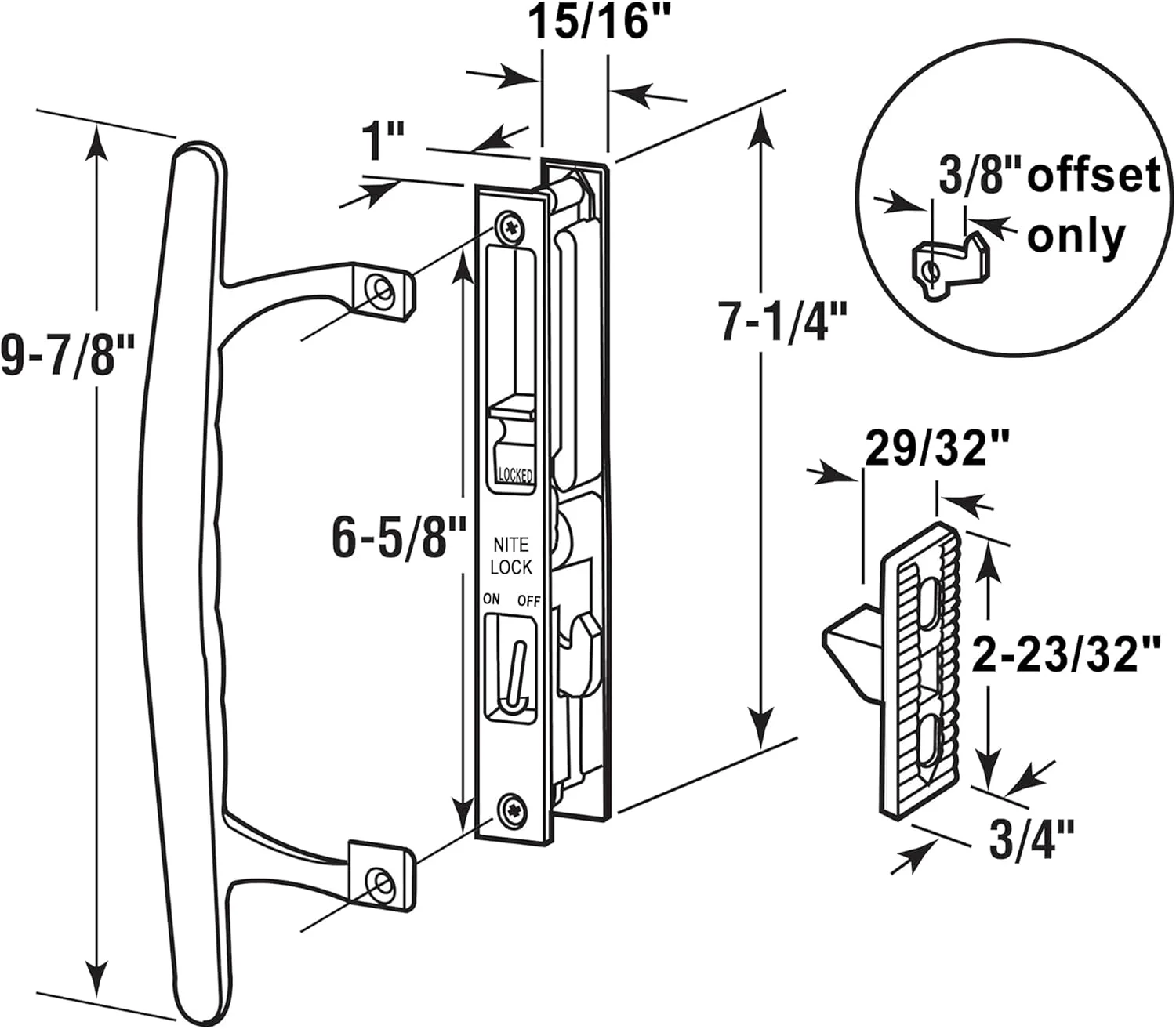 دستگیره توکار درب کشویی شیشه ای ACEPLANET، ارتفاع 6-5/8 اینچ، مناسب برای درب های با ضخامت 1 تا 1-1/8 اینچ، دارای قفل شب و زبانه قلاب دار، بدون جهت، دایکاست سفید دستگیره توکار درب کشویی شیشه ای ACEPLANET، ارتفاع 6-5/8 اینچ، مناسب برای درب های با ضخامت 1 تا 1-1/8 اینچ، دارای قفل شب و زبانه قلاب دار، بدون جهت، دایکاست سفید