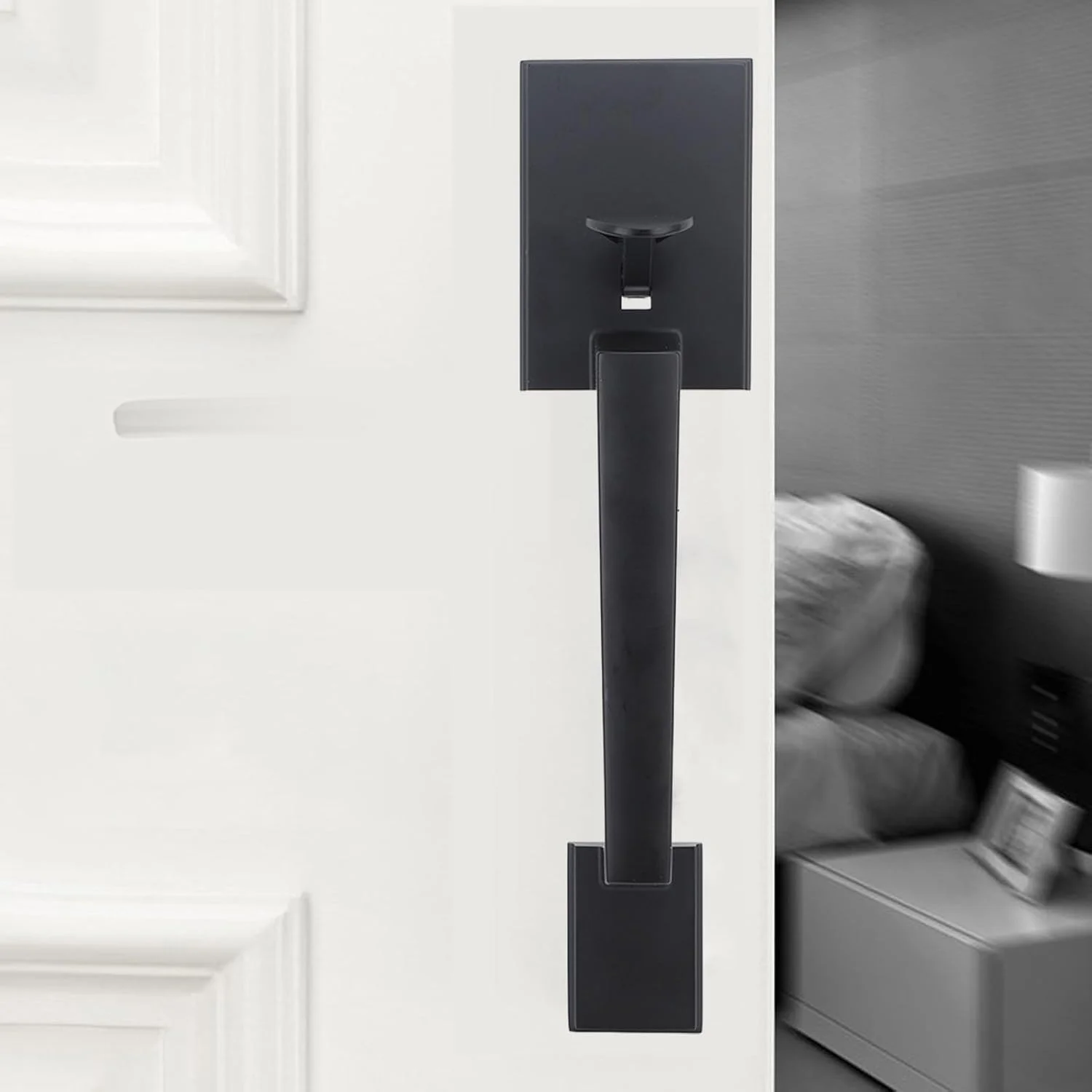 ست دستگیره دو درب Gugxiom، ست دستگیره درب ورودی سنگین با فاصله سوراخ قابل تنظیم، دستگیره درب دوتایی مشکی مات با دستگیره ثابت برای درب های بیرونی ورودی کنار هم (مشکی) ست دستگیره دو درب Gugxiom، ست دستگیره درب ورودی سنگین با فاصله سوراخ قابل تنظیم، دستگیره درب دوتایی مشکی مات با دستگیره ثابت برای درب های بیرونی ورودی کنار هم (مشکی)