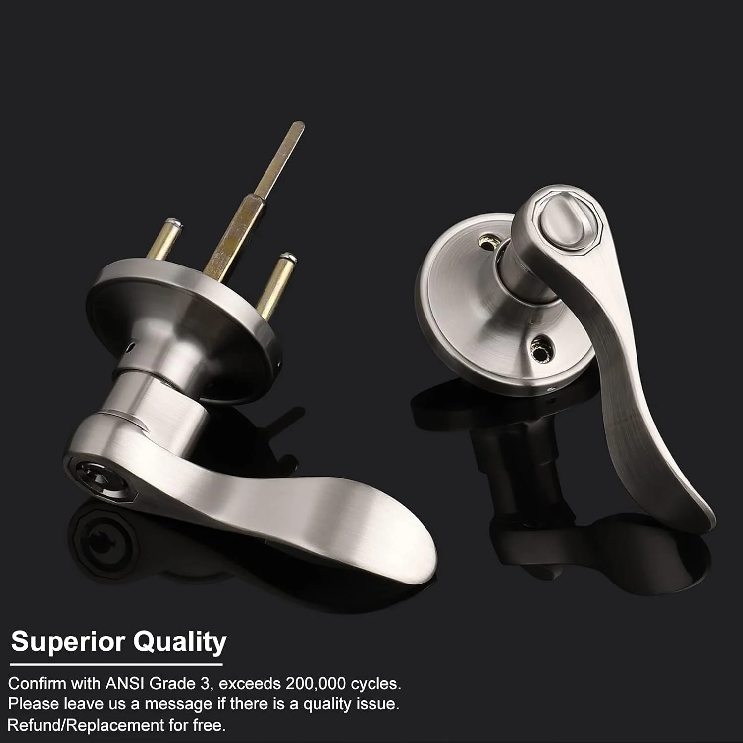 دستگیره درب ورودی Knobonly، بسته 6 عددی، یکسان کلید خور، دستگیره درب بیرونی، قابل برگشت راست یا چپ، قفل ساتن نیکل دستگیره درب ورودی Knobonly، بسته 6 عددی، یکسان کلید خور، دستگیره درب بیرونی، قابل برگشت راست یا چپ، قفل ساتن نیکل