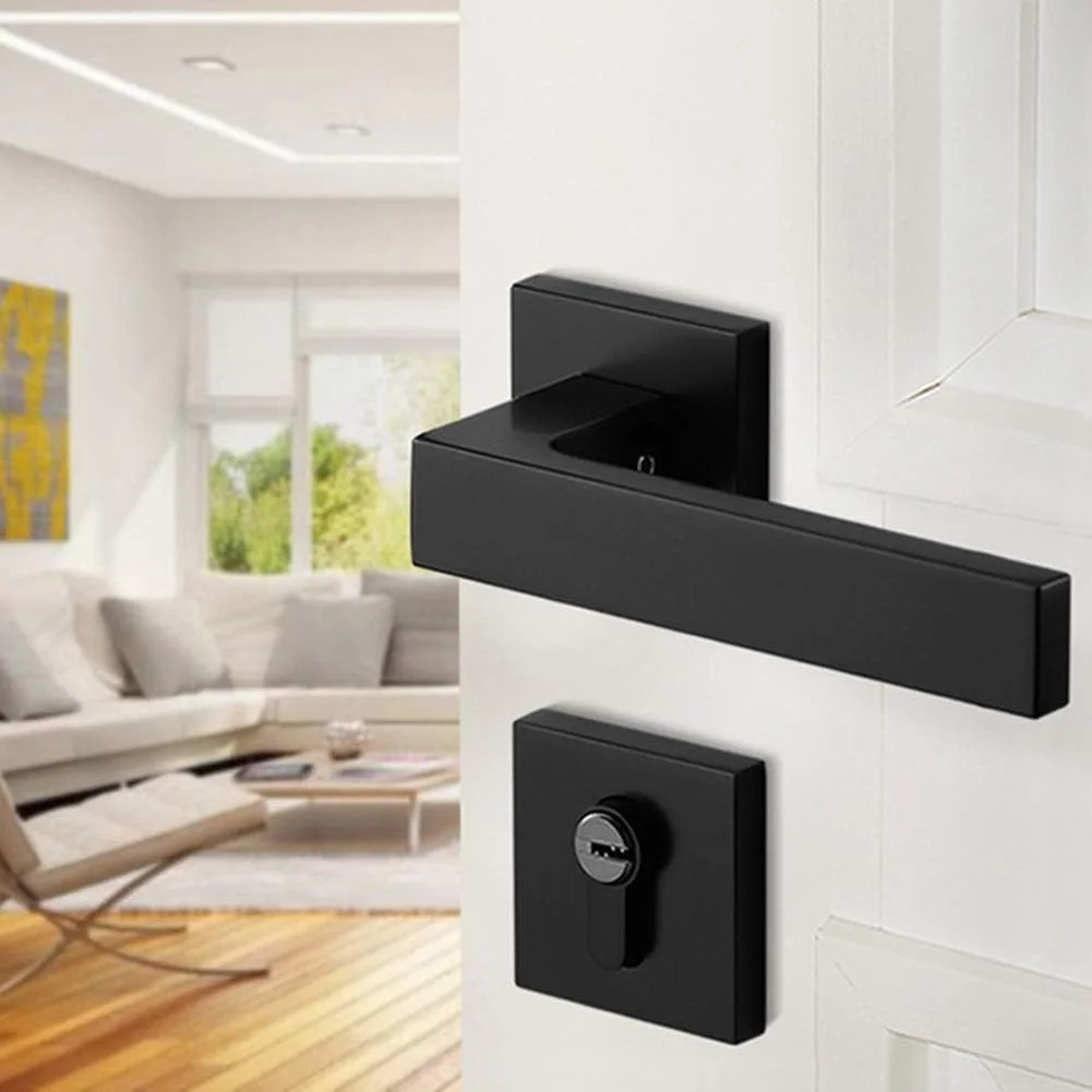 دستگیره قفل مربعی مدرن، دستگیره درب بیرونی و مجموعه قفل های زبانه دار، مجموعه دستگیره استوانه ای قفل مشکی ساده قابل تنظیم، لوازم جانبی دستگیره درب قفل دار دستگیره قفل مربعی مدرن، دستگیره درب بیرونی و مجموعه قفل های زبانه دار، مجموعه دستگیره استوانه ای قفل مشکی ساده قابل تنظیم، لوازم جانبی دستگیره درب قفل دار