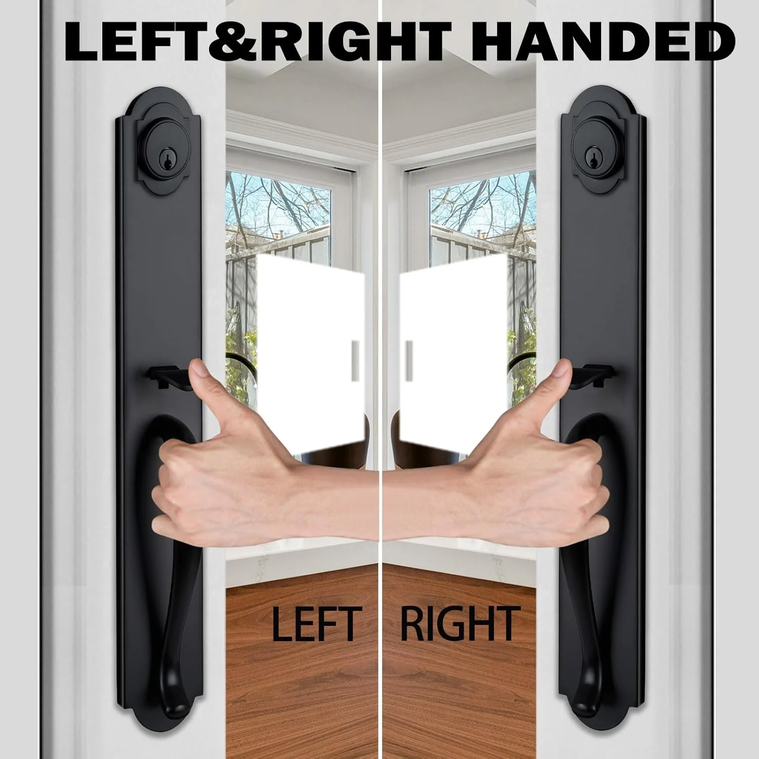 دستگیره درب ورودی مشکی مات HISAFE با تریم Camelot، قفل درب ورودی کلیددار سنگین با سیلندر تک و اهرم، مناسب دست راست و چپ، طول 44.5 سانتی متر، X-2018DB-AMZ دستگیره درب ورودی مشکی مات HISAFE با تریم Camelot، قفل درب ورودی کلیددار سنگین با سیلندر تک و اهرم، مناسب دست راست و چپ، طول 44.5 سانتی متر، X-2018DB-AMZ