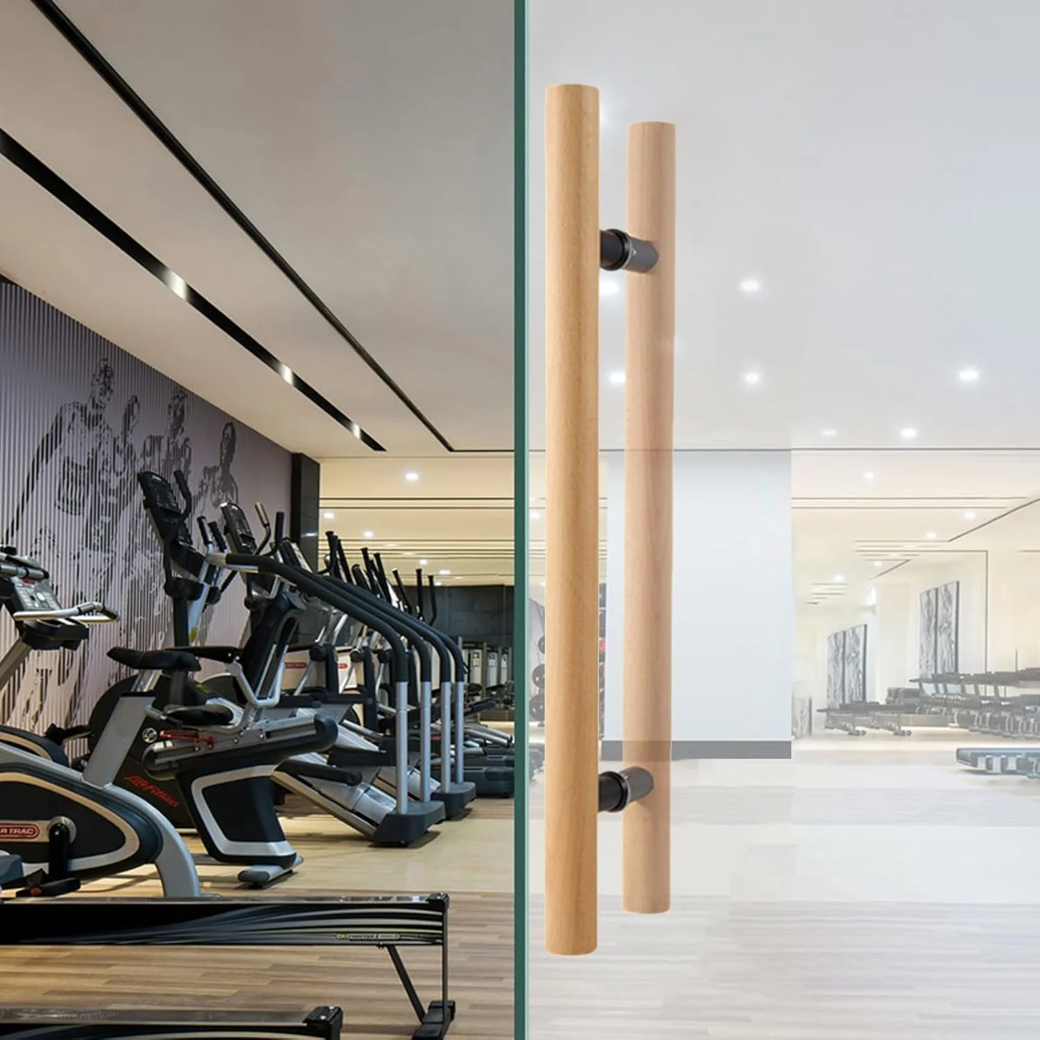 دستگیره میله ای فشاری کششی مدرن، دستگیره میله ای درب کشویی مدرن چوبی، دستگیره فشاری درب شیشه ای دو طرفه برای خانه، دفتر، باشگاه ورزشی، هتل رستوران و غیره، طول 80 سانتی متر / 31.5 اینچ