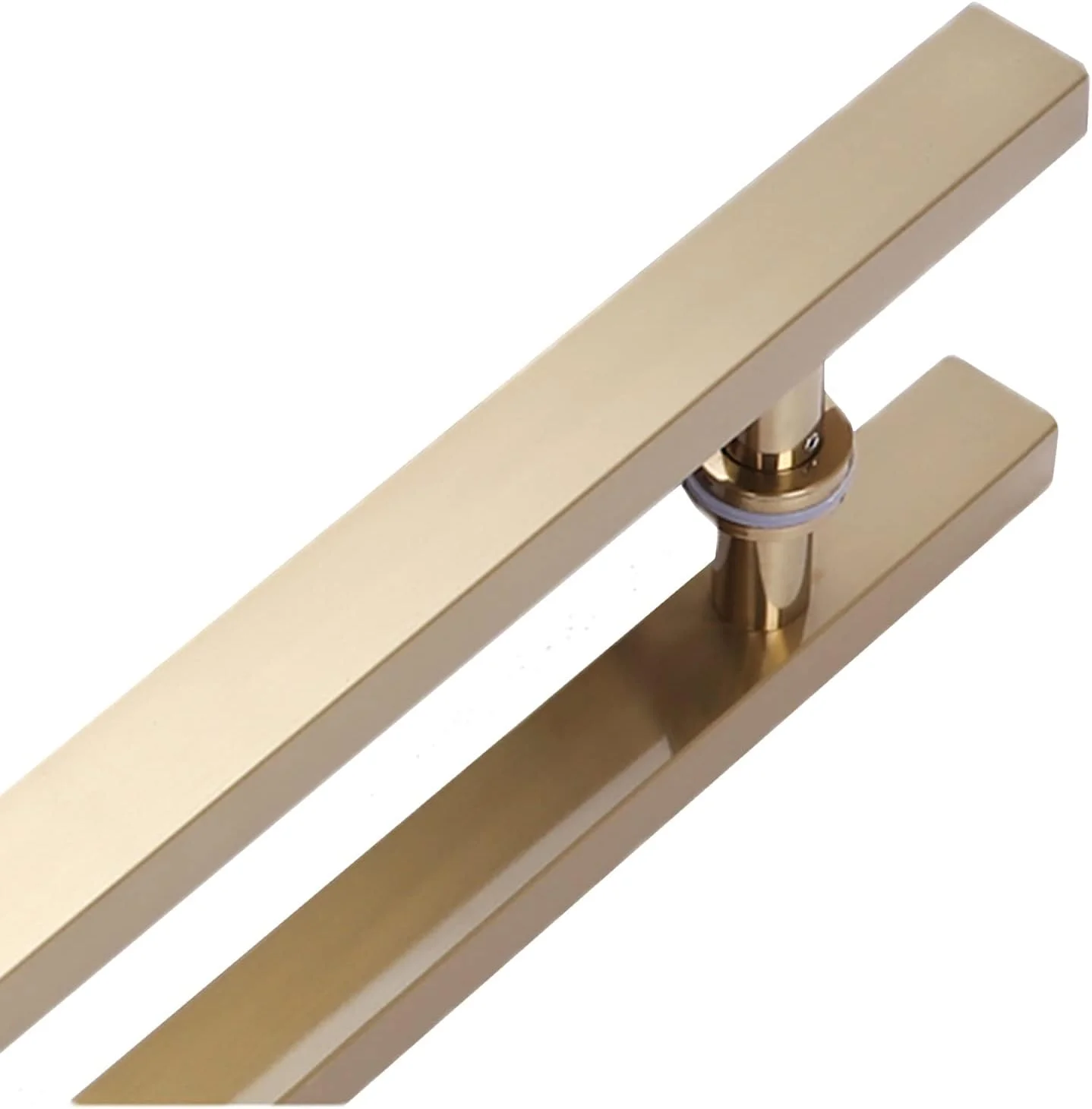 دستگیره درب کشویی انبار طلایی مربع شکل برای درب ورودی، دستگیره های فشاری کششی برای درب شیشه ای، سخت افزار درب ساختمان اداری هتل، طول 120 سانتی متر | فاصله مرکز تا مرکز 80 سانتی متر