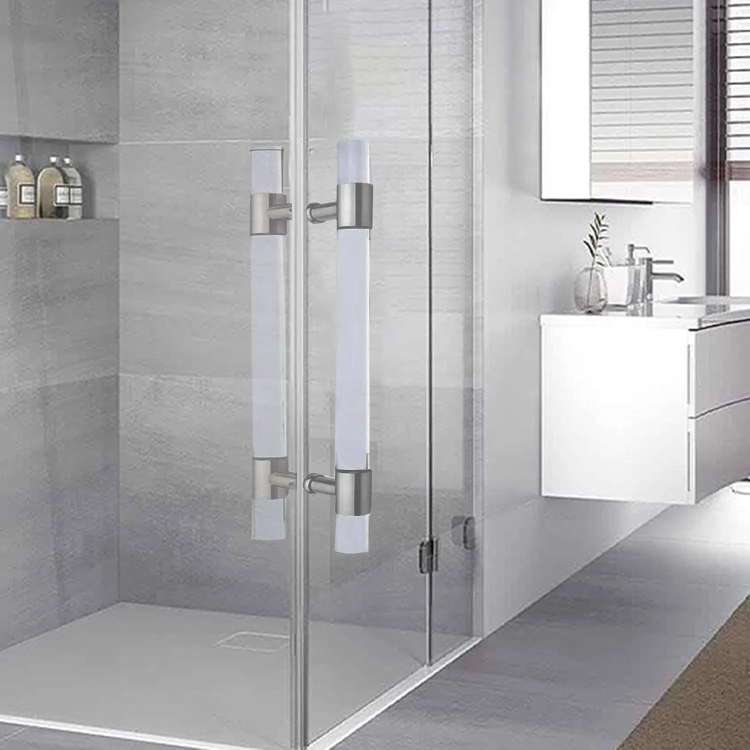 دستگیره مدرن فشاری کششی، دستگیره درب شیشه ای حمام اکرلیک شفاف، 40 50 60 75 100 125 150 سانتی متری دستگیره درب کشویی دو طرفه، دستگیره های درب ورودی بیرونی، #1-بلند 100 سانتی متر/40 اینچ