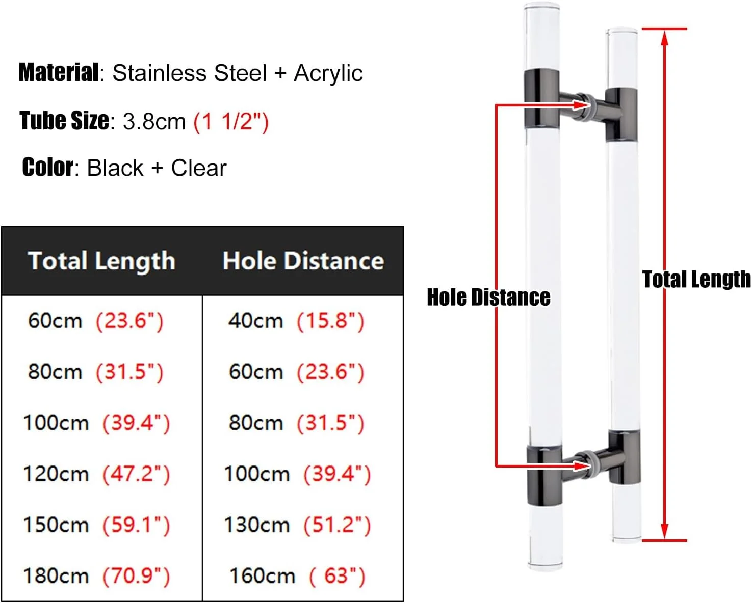 دستگیره درب انبار کریستالی شفاف اکریلیک، میله کششی و فشاری بلند برای درب های تجاری سوله و دروازه، دستگیره درب چوبی/شیشه ای، نصب دو طرفه، مشکی-150X130cm/59.1"X51.2" دستگیره درب انبار کریستالی شفاف اکریلیک، میله کششی و فشاری بلند برای درب های تجاری سوله و دروازه، دستگیره درب چوبی/شیشه ای، نصب دو طرفه، مشکی-150X130cm/59.1"X51.2"