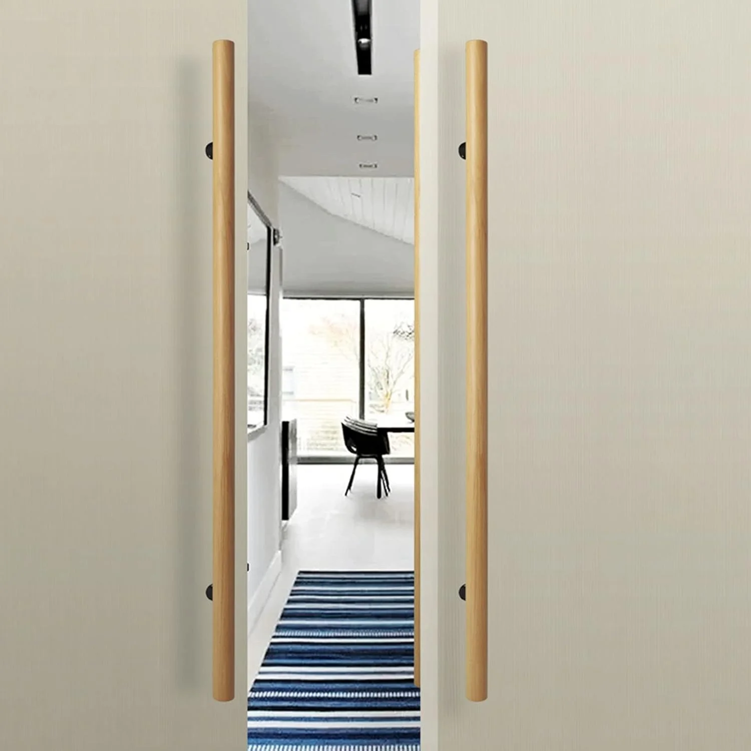 دستگیره میله ای فشاری کششی مدرن، دستگیره میله ای درب کشویی مدرن چوبی، دستگیره فشاری درب شیشه ای دو طرفه برای خانه، دفتر، باشگاه ورزشی، هتل رستوران و غیره، طول 80 سانتی متر / 31.5 اینچ