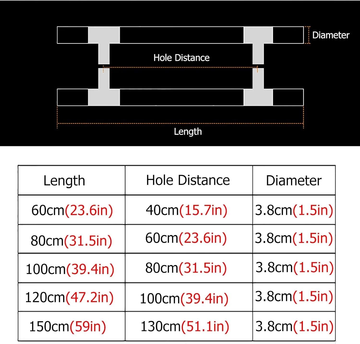 دستگیره درب ورودی شفاف 60، 80، 100، 120 سانتی متری، دستگیره های میله ای فشاری و کششی H شکل نصب شده دو طرفه برای درب های شیشه ای خانه/اداره، کیت های کامل، طلایی - 100 سانتی متر