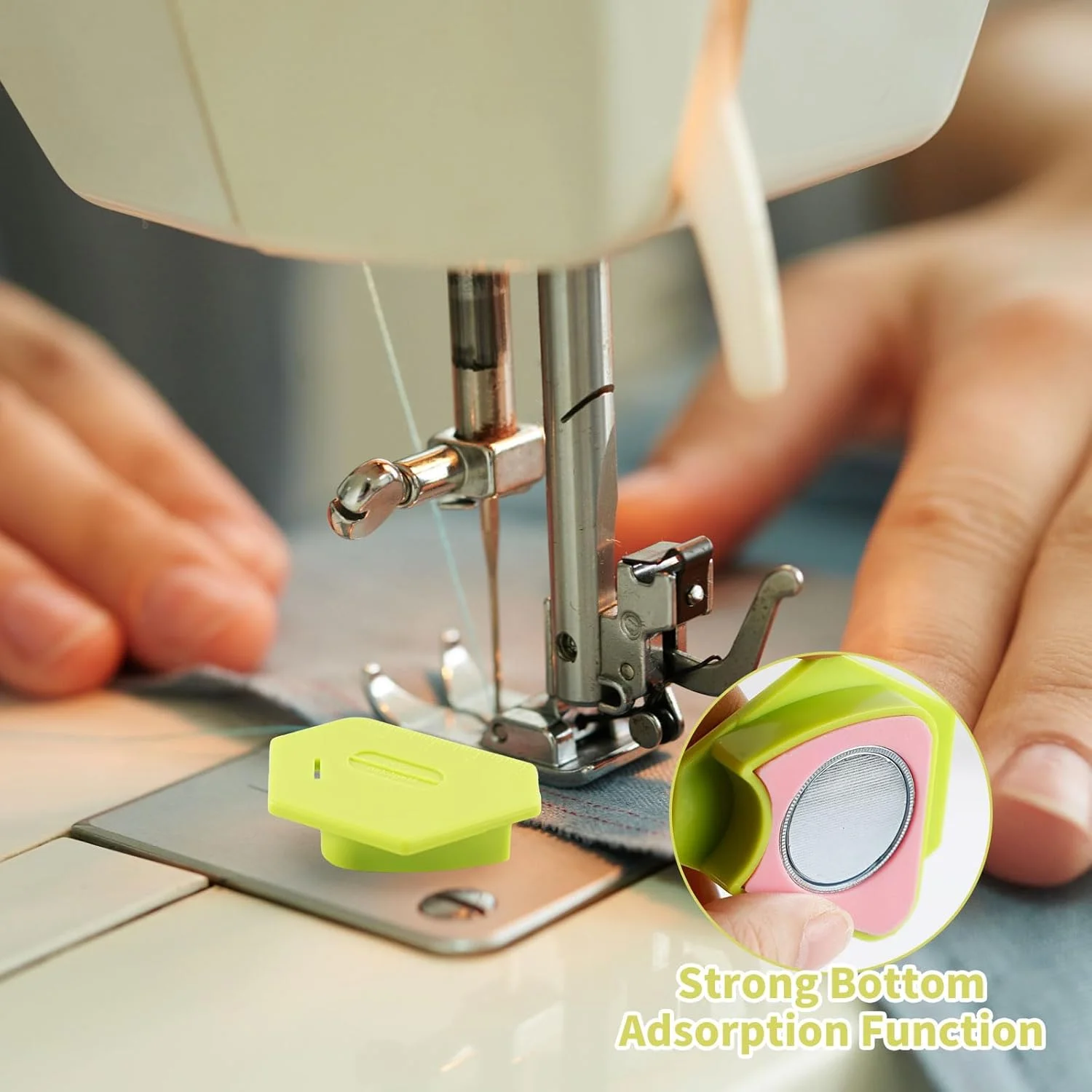 راهنمای درز مغناطیسی QINGYIWL بسته 2 عددی برای چرخ خیاطی، راهنمای درز مغناطیسی با مقیاس، لوازم جانبی خیاطی برای چرخ خیاطی