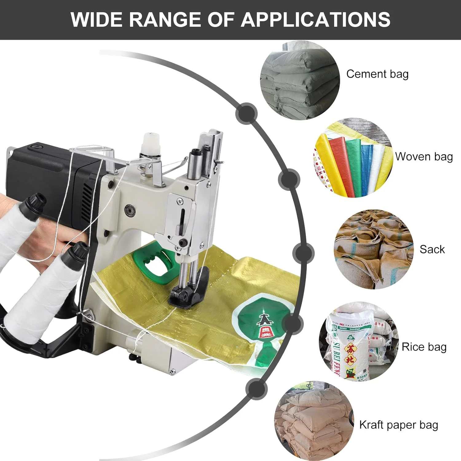 دستگاه گونی دوزی قابل حمل QIVGXBO، دستگاه دوخت و دوز برقی برای بسته بندی و پلمپ کیسه های بافته شده، گونی، کیسه های کاغذی برنج و پلاستیکی دستگاه گونی دوزی قابل حمل QIVGXBO، دستگاه دوخت و دوز برقی برای بسته بندی و پلمپ کیسه های بافته شده، گونی، کیسه های کاغذی برنج و پلاستیکی